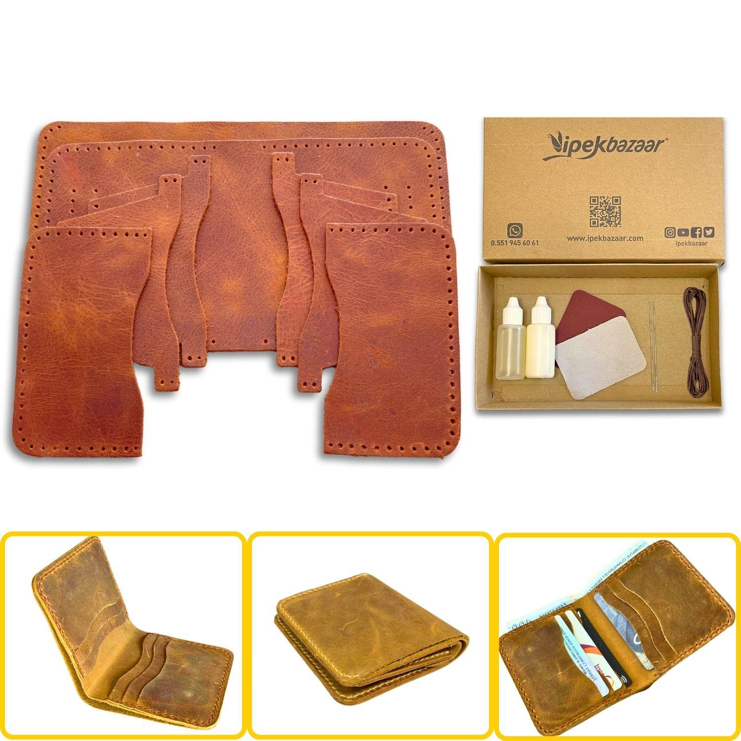 Dara 6 Kartlı Hakiki Deri Cüzdan Kendin Yap Seti, Diy Parça Deri Hobi Kit