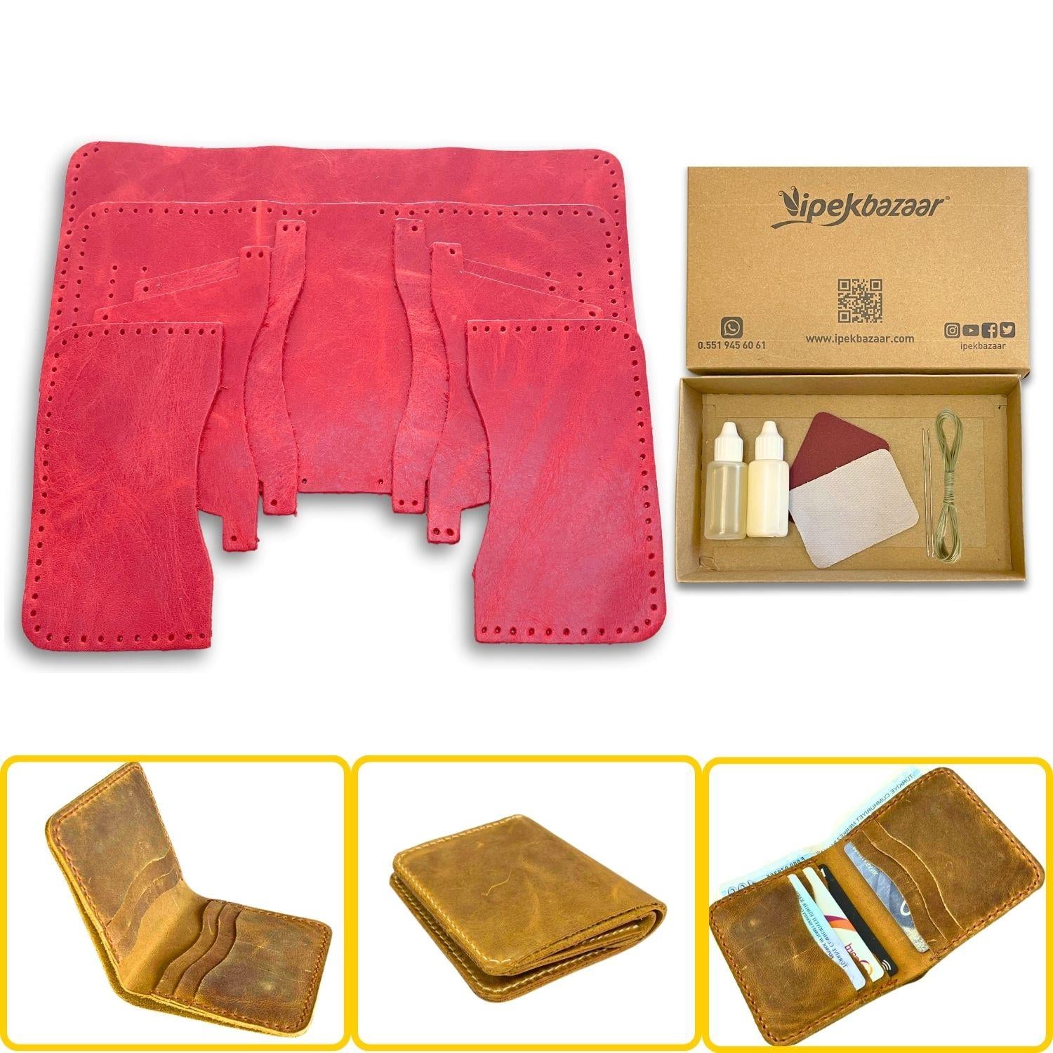 Dara 6 Kartlı Hakiki Deri Cüzdan Kendin Yap Seti, Diy Parça Deri Hobi Kit