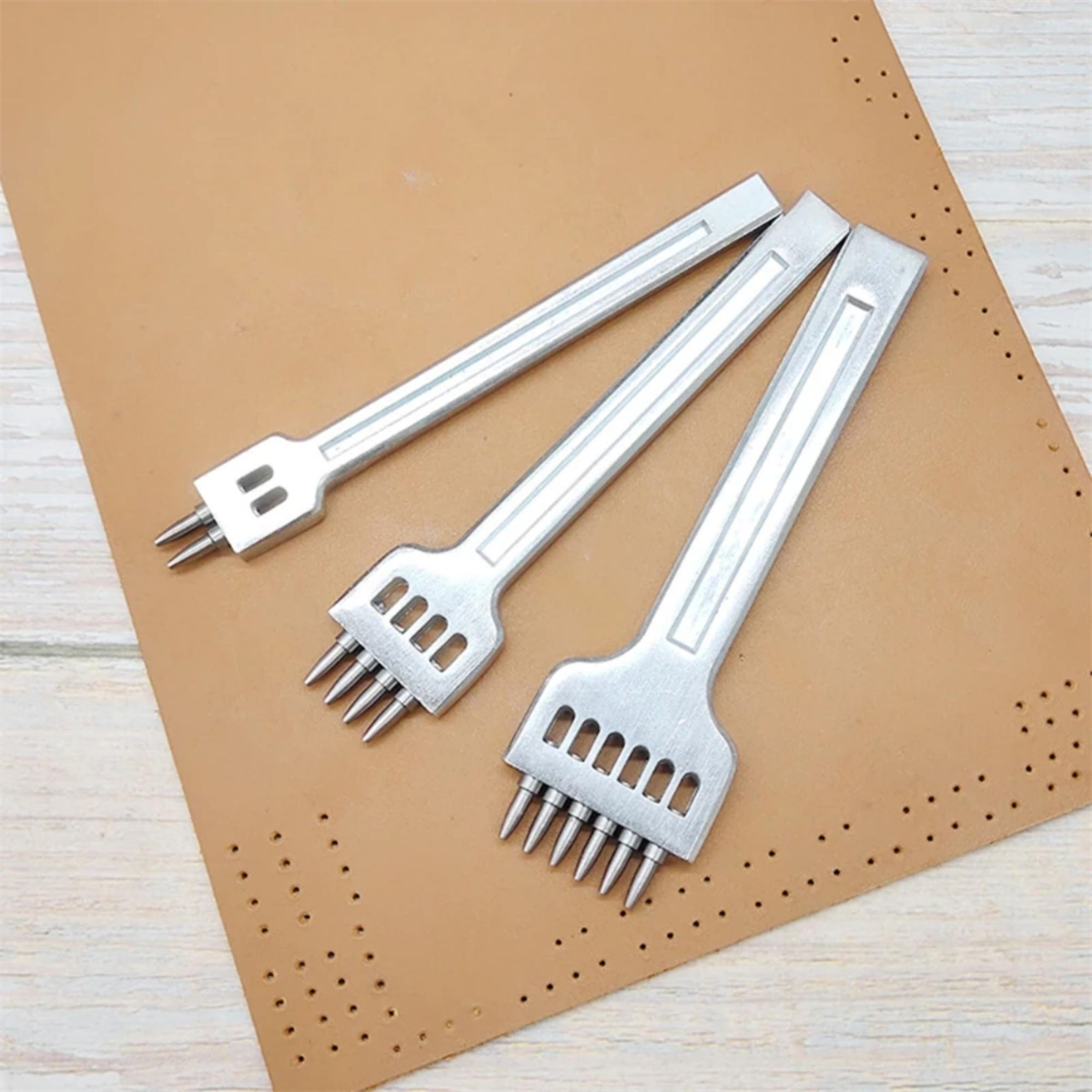 Deri Hobi 3lü Zımba Set 4 mm 2-4-6 Delikli Deri El Aleti
