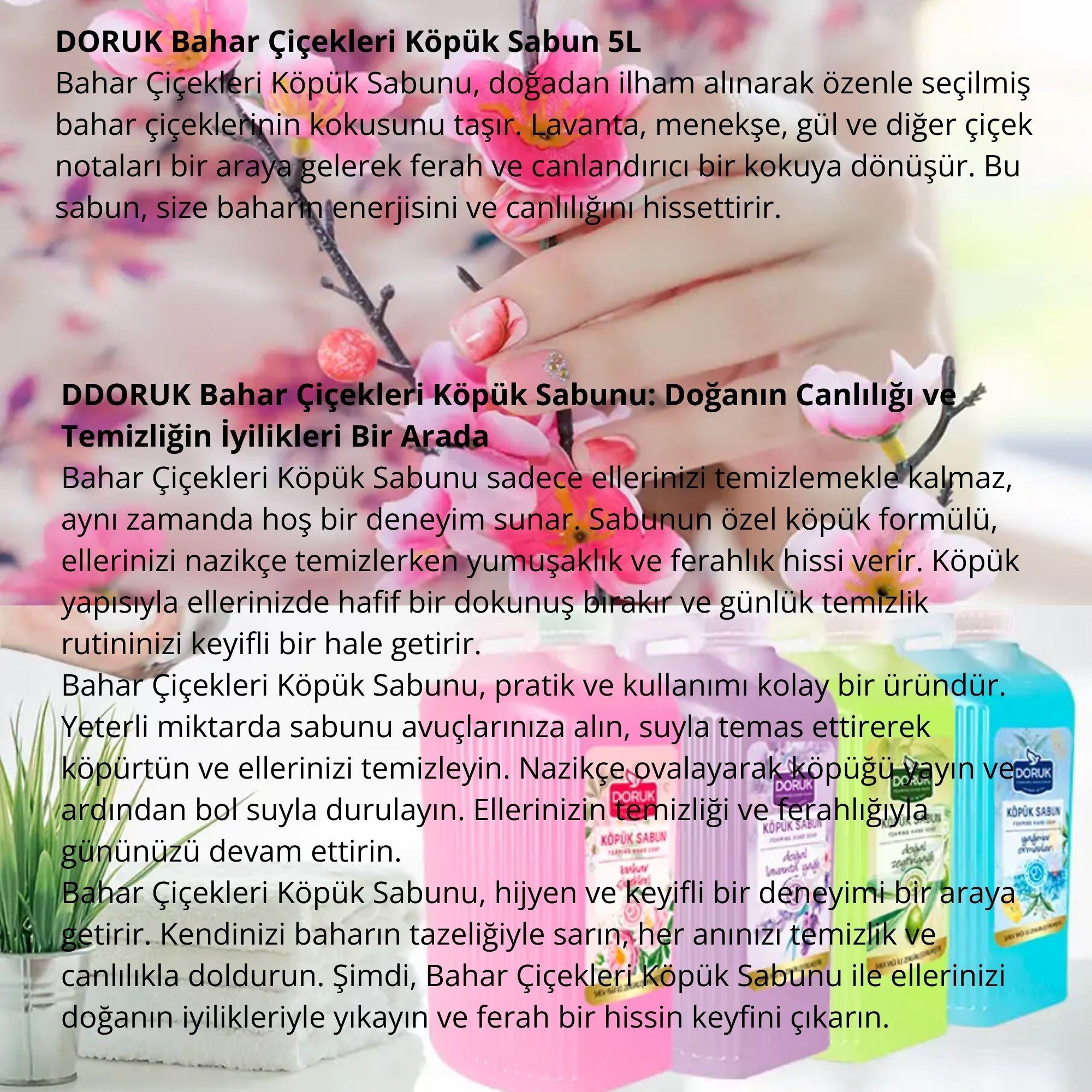 Doruk Bahar Çiçekleri Köpük Sabun 5 Litre, 650 ML Hediye