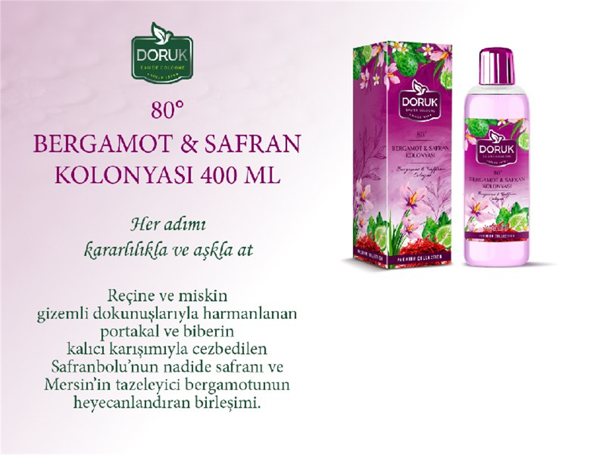 Doruk Bergamot & Safran Kolonyası 80° 400 ml