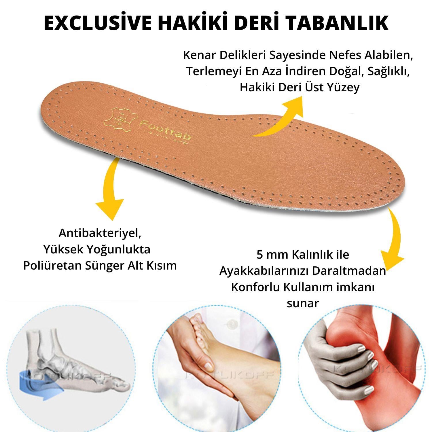 Exclusive Hakiki Deri Ayakkabı Tabanlığı, Parfümlü, Koku Önleyici Ter Emici, Leather İnsole, Kahve