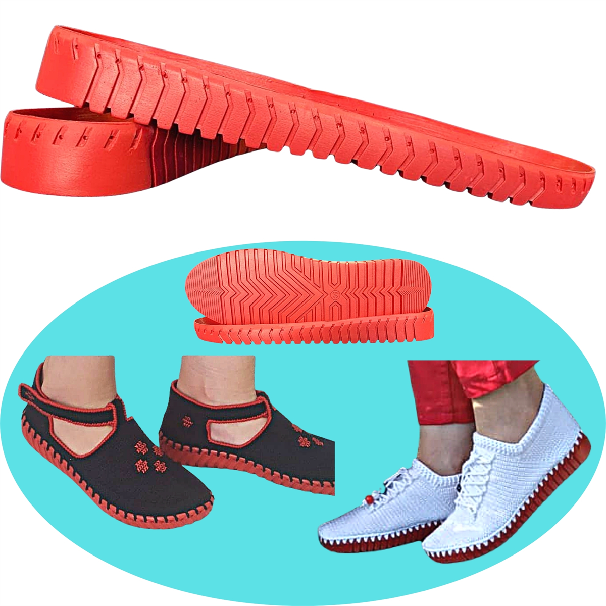 Foottab Örgü Ayakkabı Tabanı 104 Kırmızı