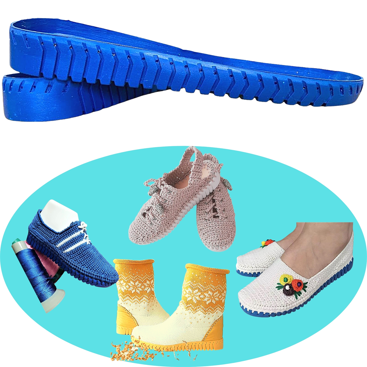 Foottab Örgü Ayakkabı Tabanı 104 Mavi