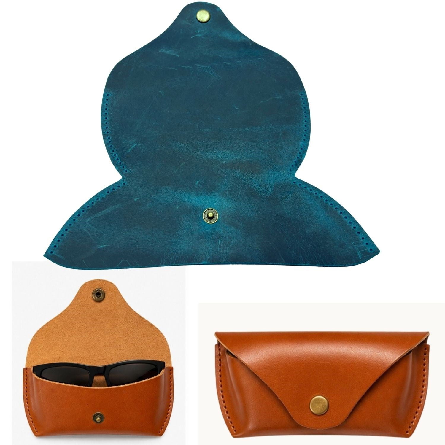 DIY Genuine Crazy Horse Leather Glasses Case Making Kit | Hand-Stitched Eyeglass Pouch Craft Set