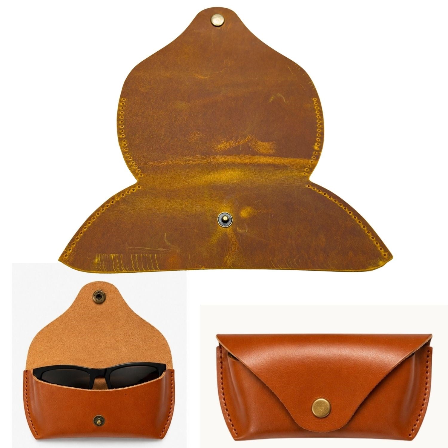 DIY Genuine Crazy Horse Leather Glasses Case Making Kit | Hand-Stitched Eyeglass Pouch Craft Set