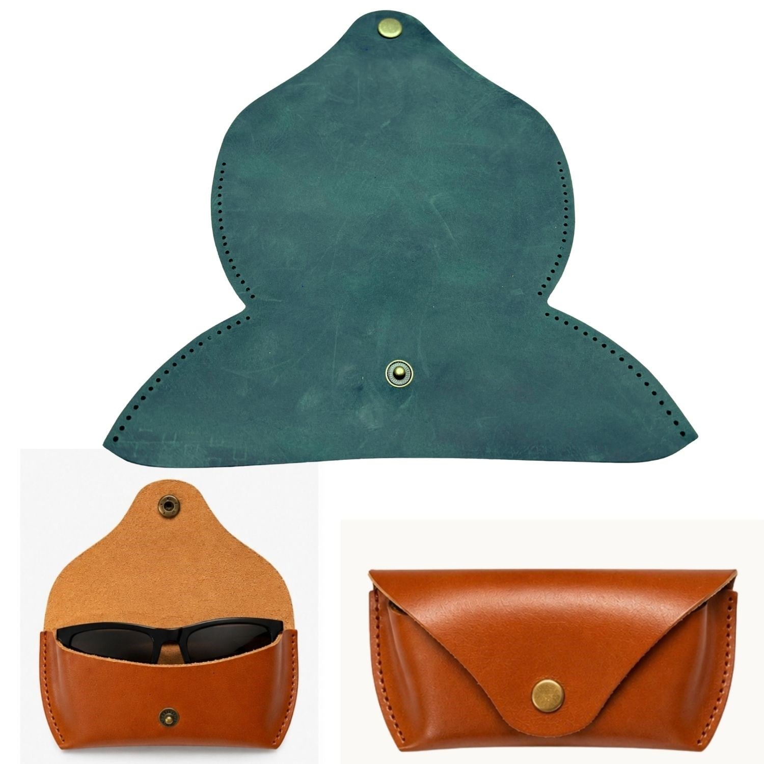 DIY Genuine Crazy Horse Leather Glasses Case Making Kit | Hand-Stitched Eyeglass Pouch Craft Set