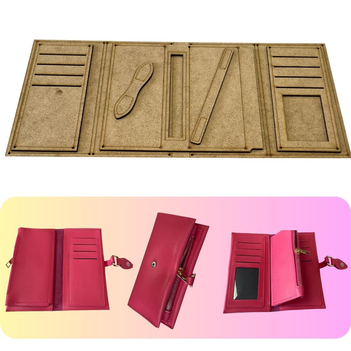 IB022 Deri Hobi Bayan Cüzdan Kalıbı - 6 Parça Set