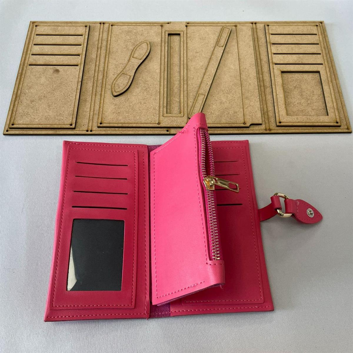 IB022 Deri Hobi Bayan Cüzdan Kalıbı - 6 Parça Set