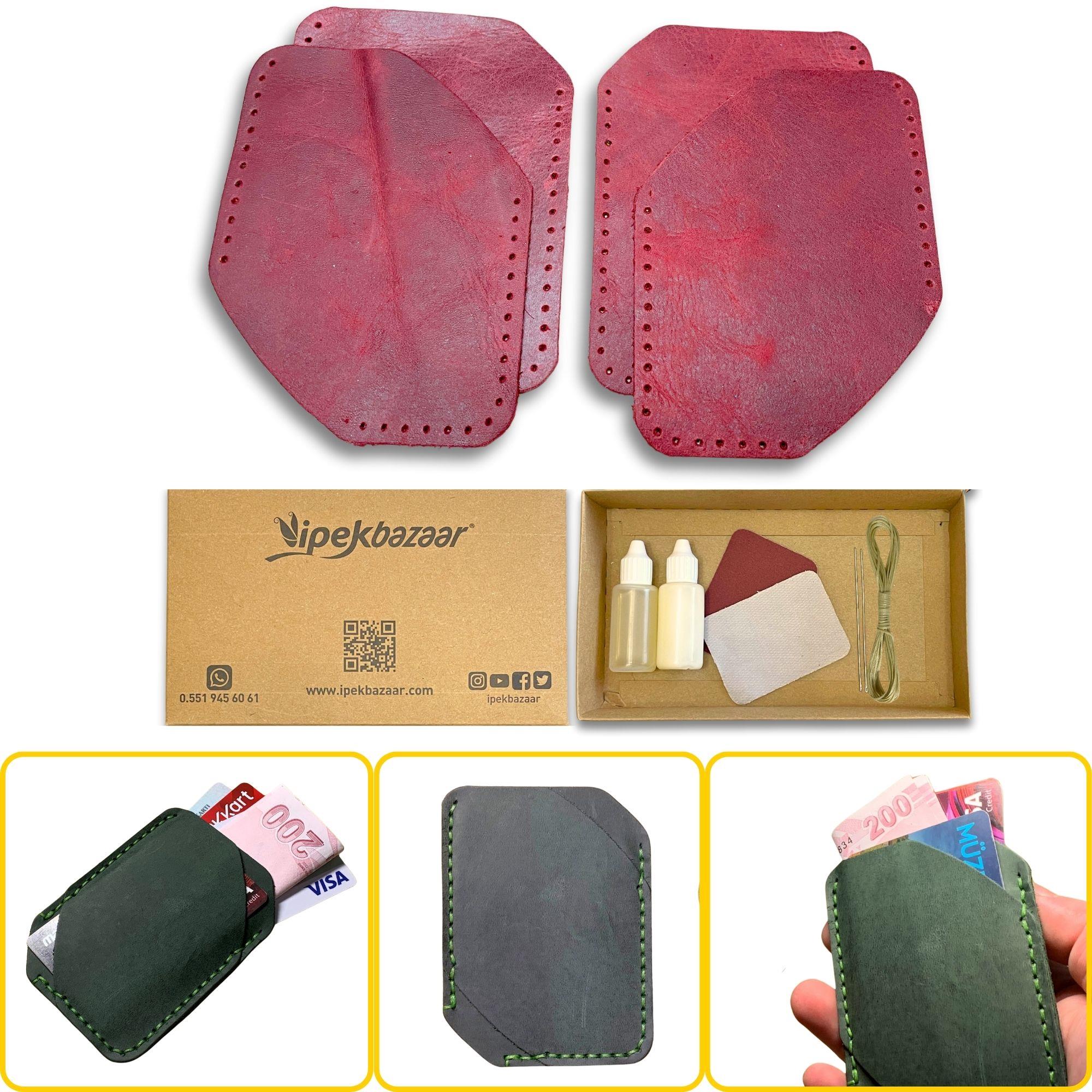 Ilgaz Mini Hakiki Deri Kartlık & Cüzdan Kendin Yap Seti, Diy Parça Deri Hobi Kit