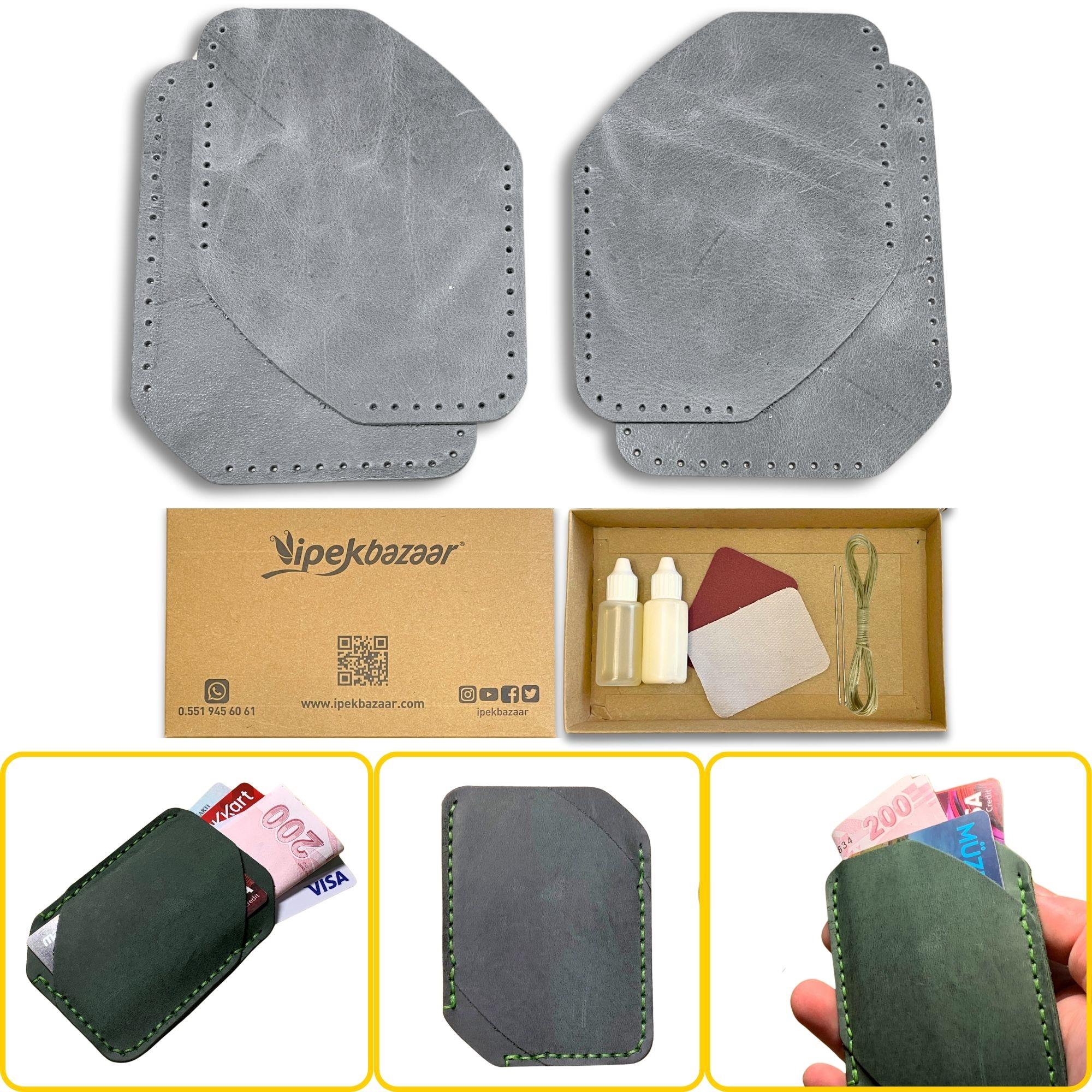 Ilgaz Mini Hakiki Deri Kartlık & Cüzdan Kendin Yap Seti, Diy Parça Deri Hobi Kit