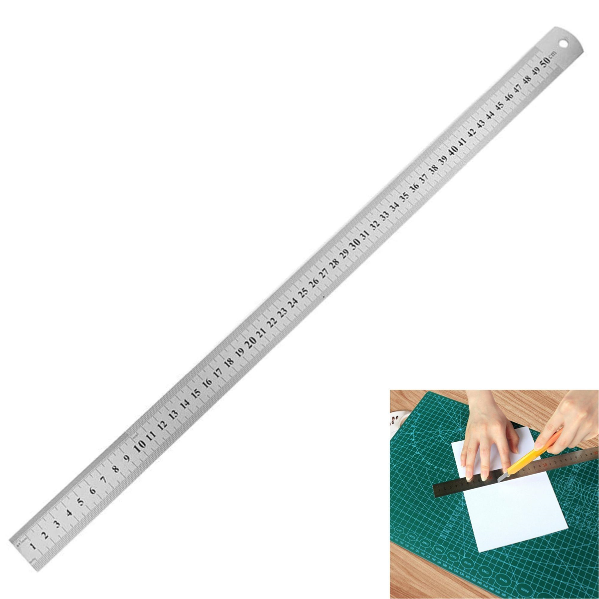 İpekbazaar Çelik Cetvel 30 cm / 50 cm Deri Hobi El Aleti 