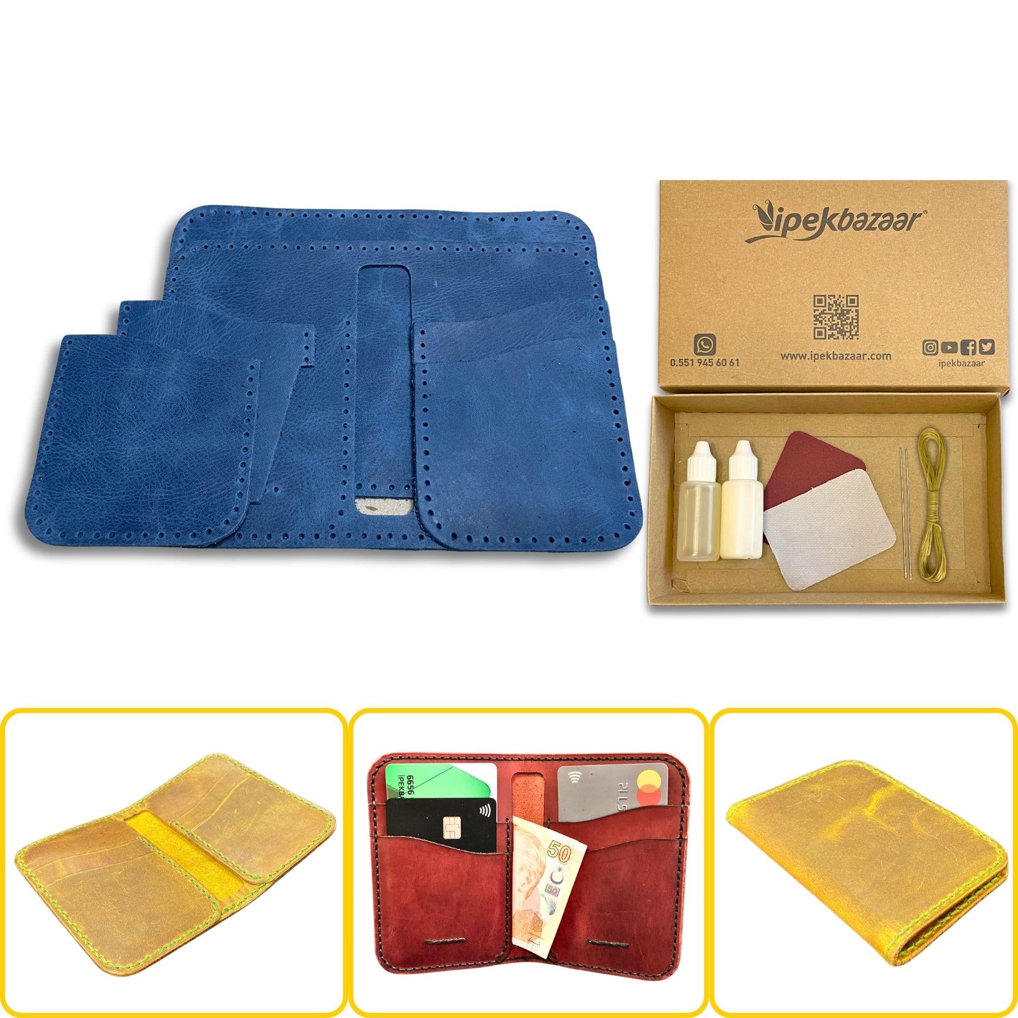 Lidya Dikey Deri Cüzdan & Kartlık Kendin Yap Seti, Diy Parça Deri Hobi Kit