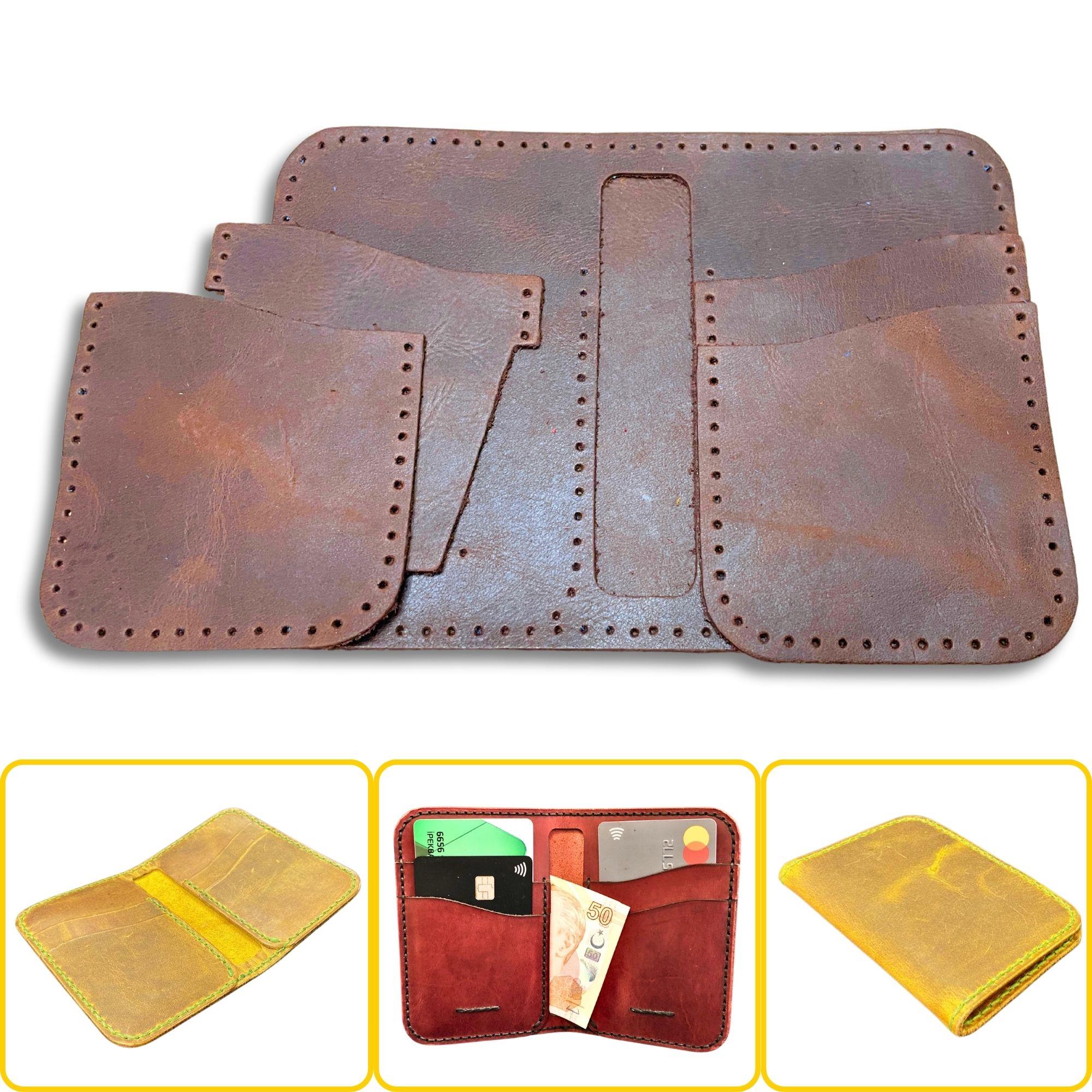 Lidya Dikey Deri Cüzdan & Kartlık Kendin Yap Seti, Diy Parça Deri Hobi Kit