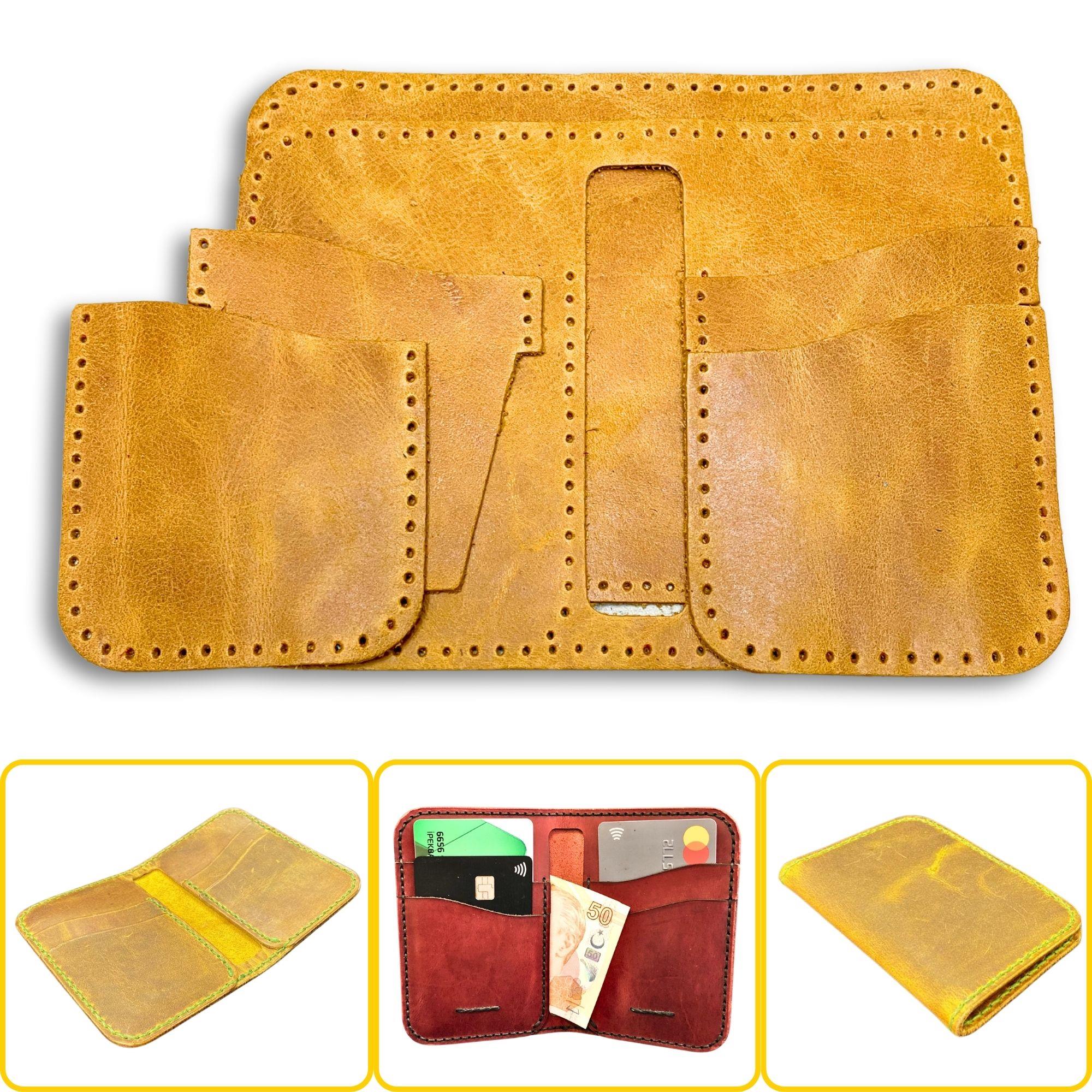 Lidya Dikey Deri Cüzdan & Kartlık Kendin Yap Seti, Diy Parça Deri Hobi Kit