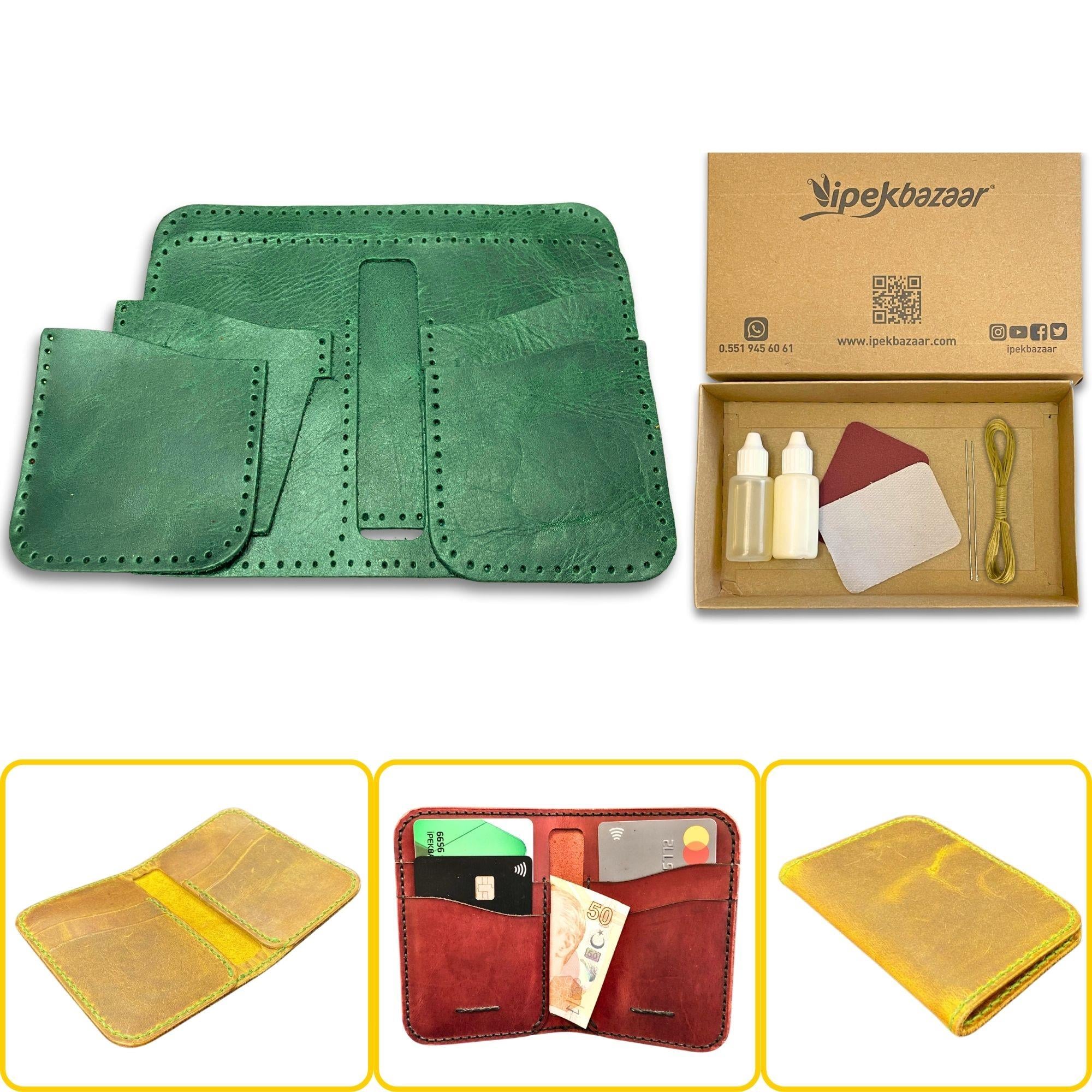 Lidya Dikey Deri Cüzdan & Kartlık Kendin Yap Seti, Diy Parça Deri Hobi Kit