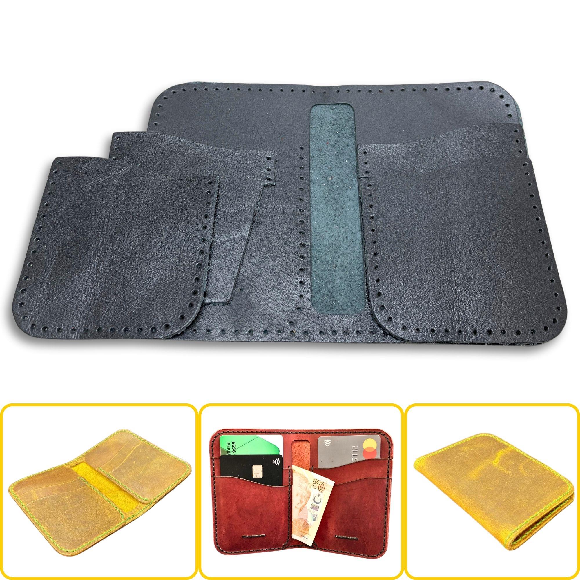 Lidya Dikey Deri Cüzdan & Kartlık Kendin Yap Seti, Diy Parça Deri Hobi Kit