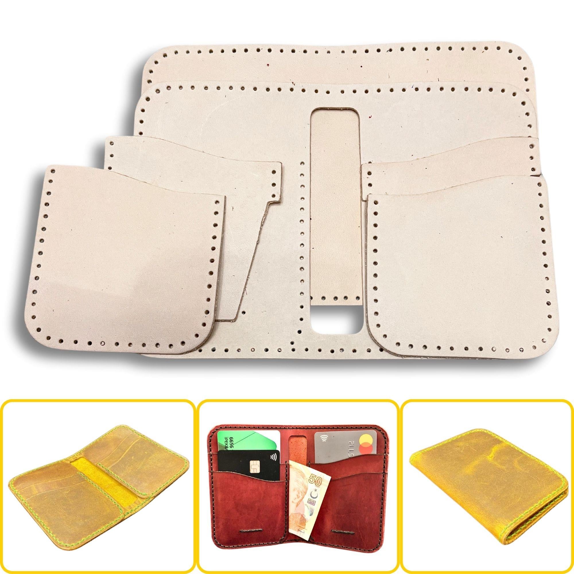 Lidya Dikey Deri Cüzdan & Kartlık Kendin Yap Seti, Diy Parça Deri Hobi Kit