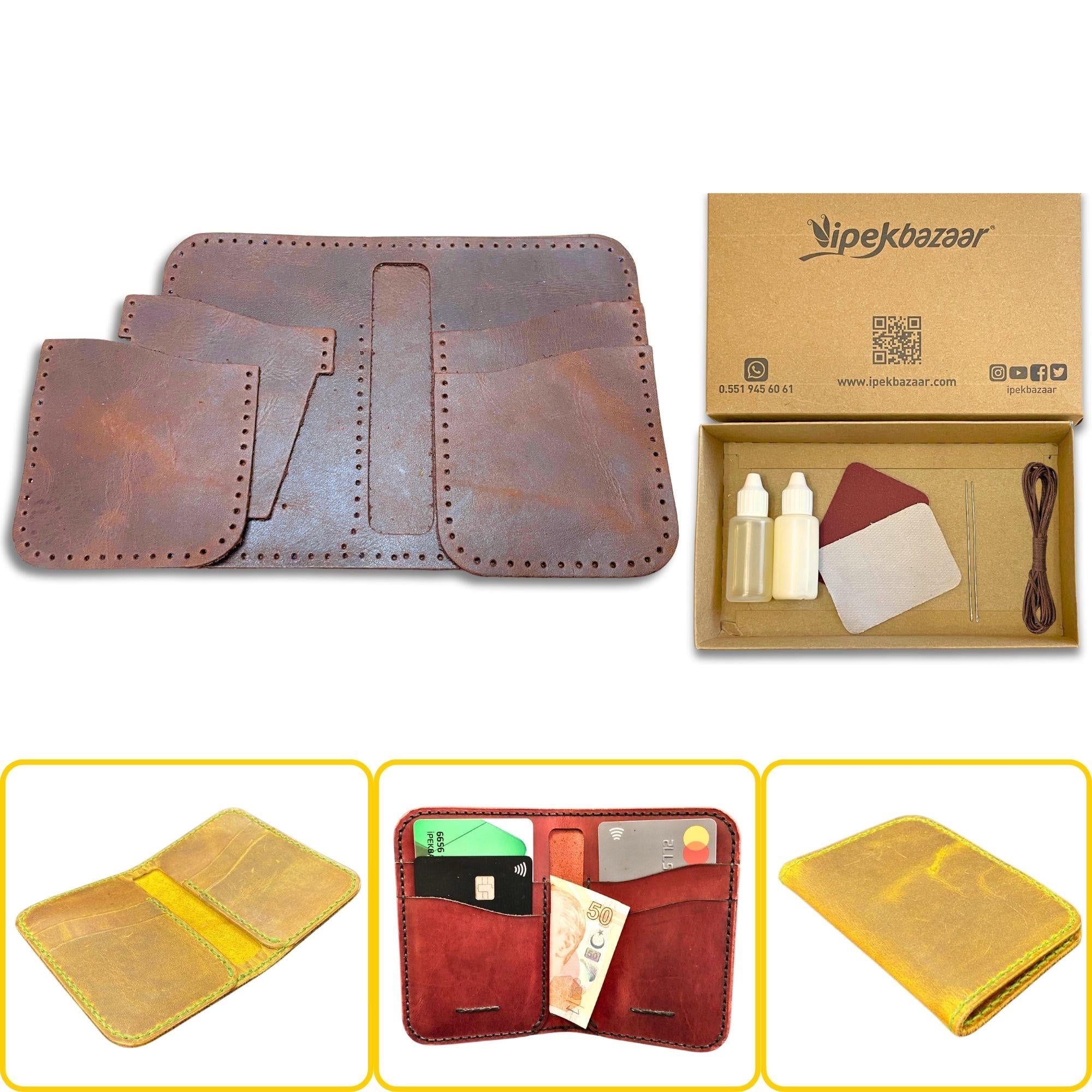 Lidya Dikey Deri Cüzdan & Kartlık Kendin Yap Seti, Diy Parça Deri Hobi Kit
