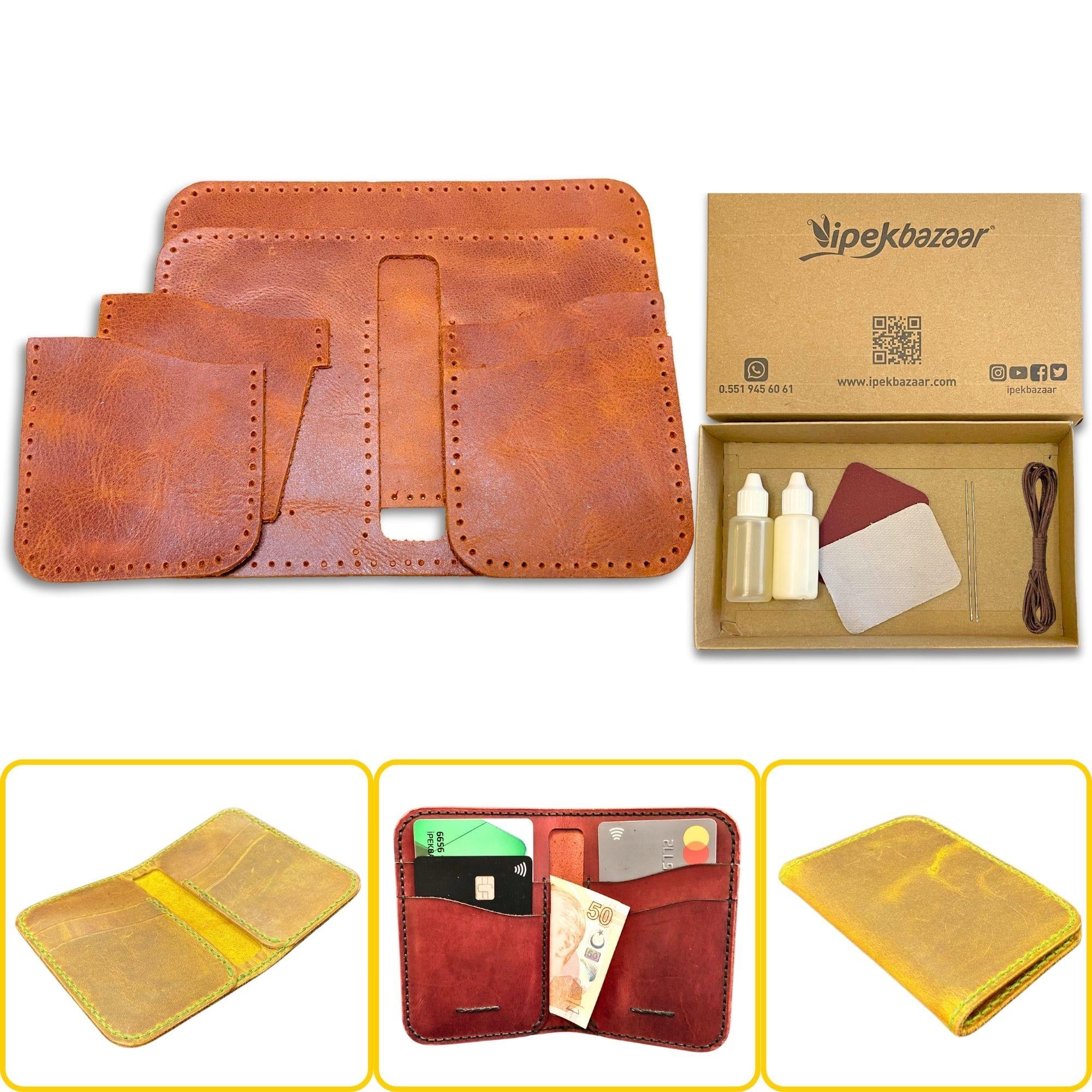 Lidya Dikey Deri Cüzdan & Kartlık Kendin Yap Seti, Diy Parça Deri Hobi Kit