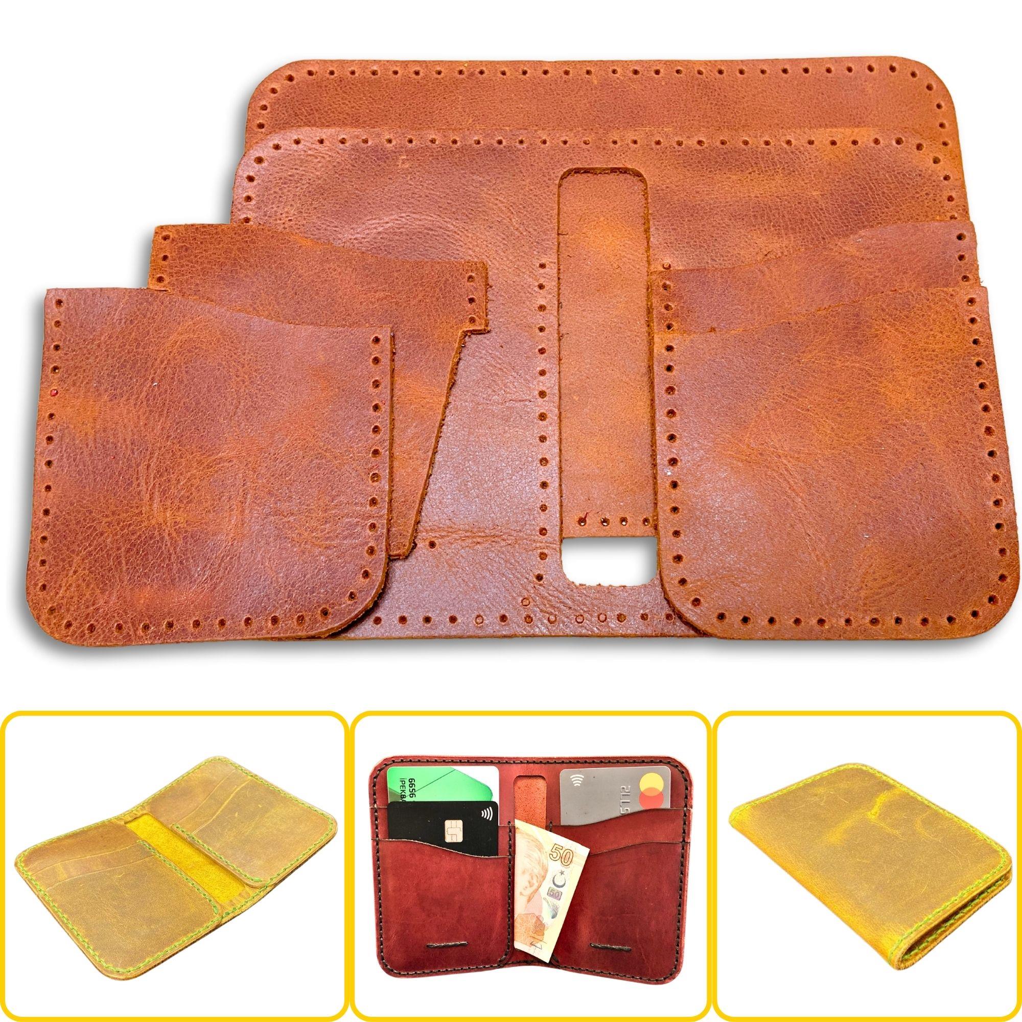 Lidya Dikey Deri Cüzdan & Kartlık Kendin Yap Seti, Diy Parça Deri Hobi Kit