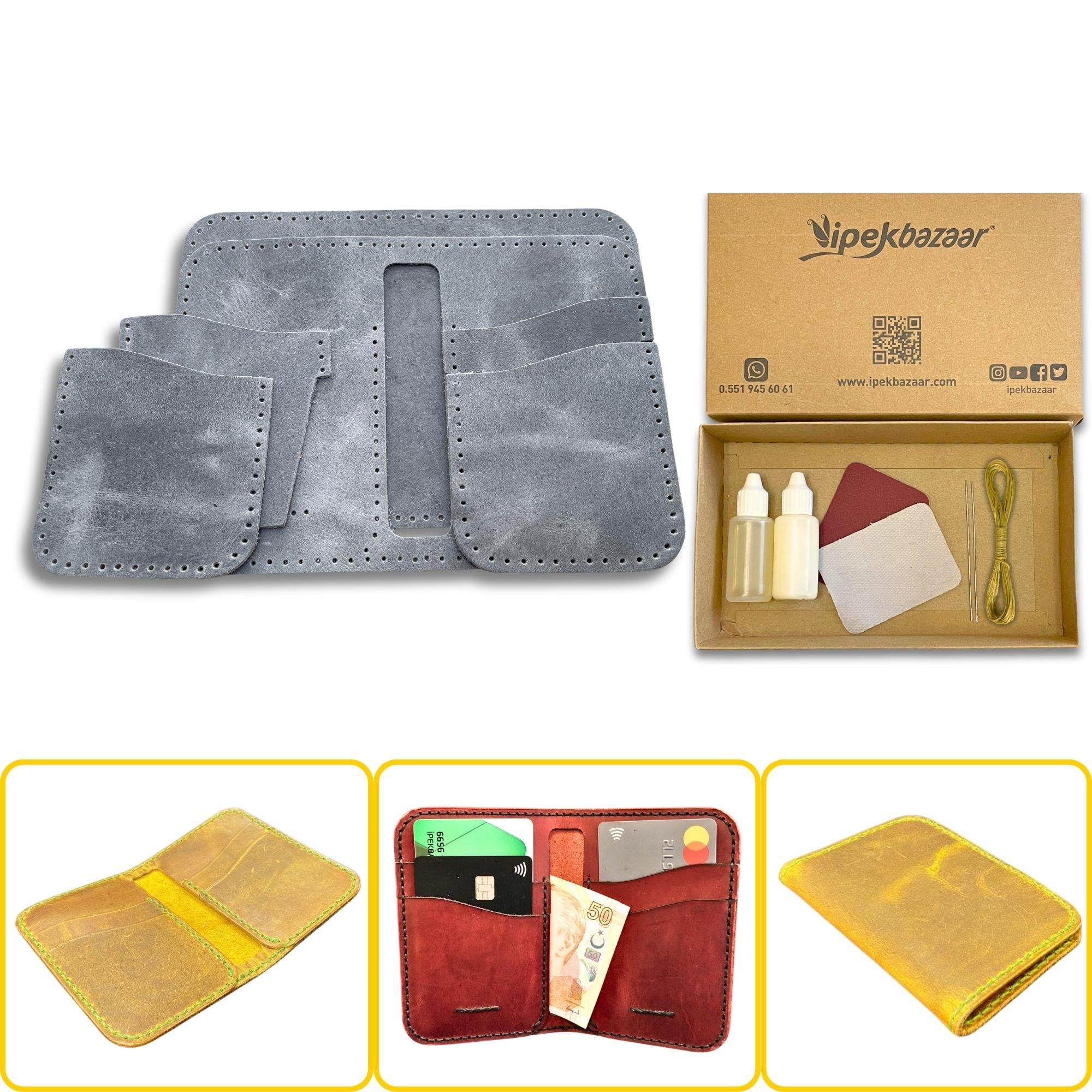 Lidya Dikey Deri Cüzdan & Kartlık Kendin Yap Seti, Diy Parça Deri Hobi Kit