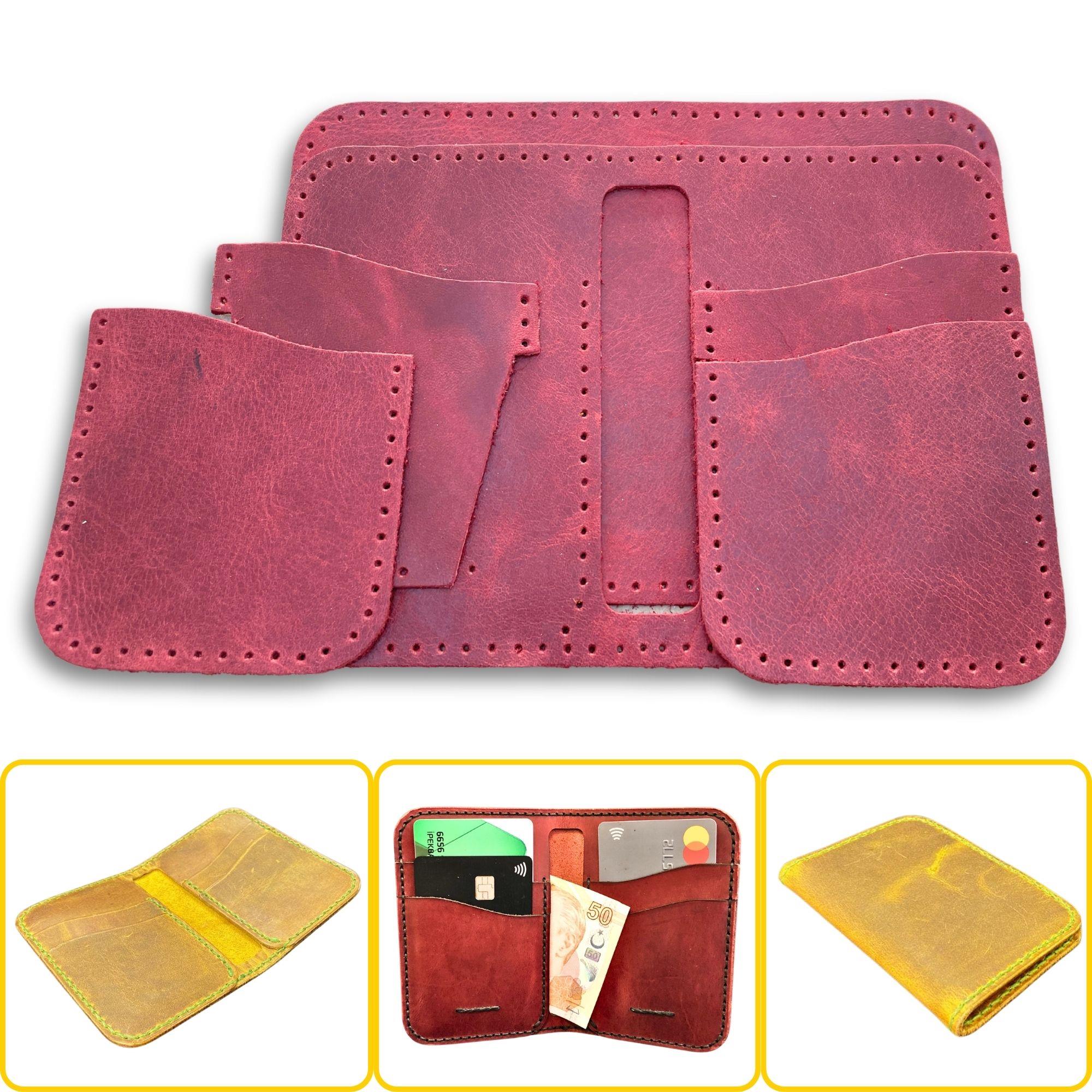 Lidya Dikey Deri Cüzdan & Kartlık Kendin Yap Seti, Diy Parça Deri Hobi Kit
