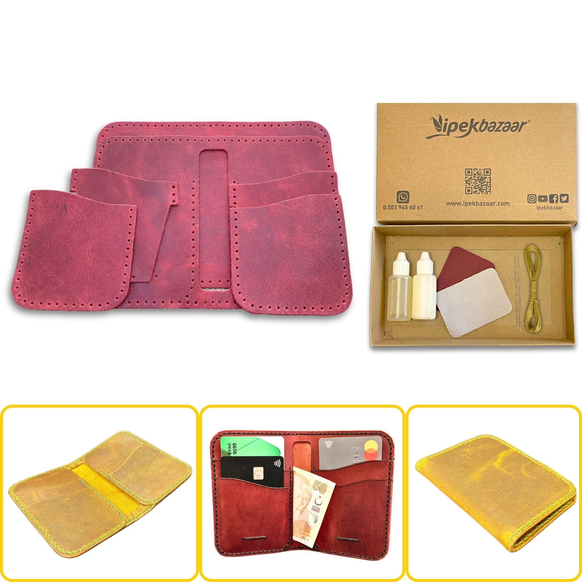 Lidya Dikey Deri Cüzdan & Kartlık Kendin Yap Seti, Diy Parça Deri Hobi Kit