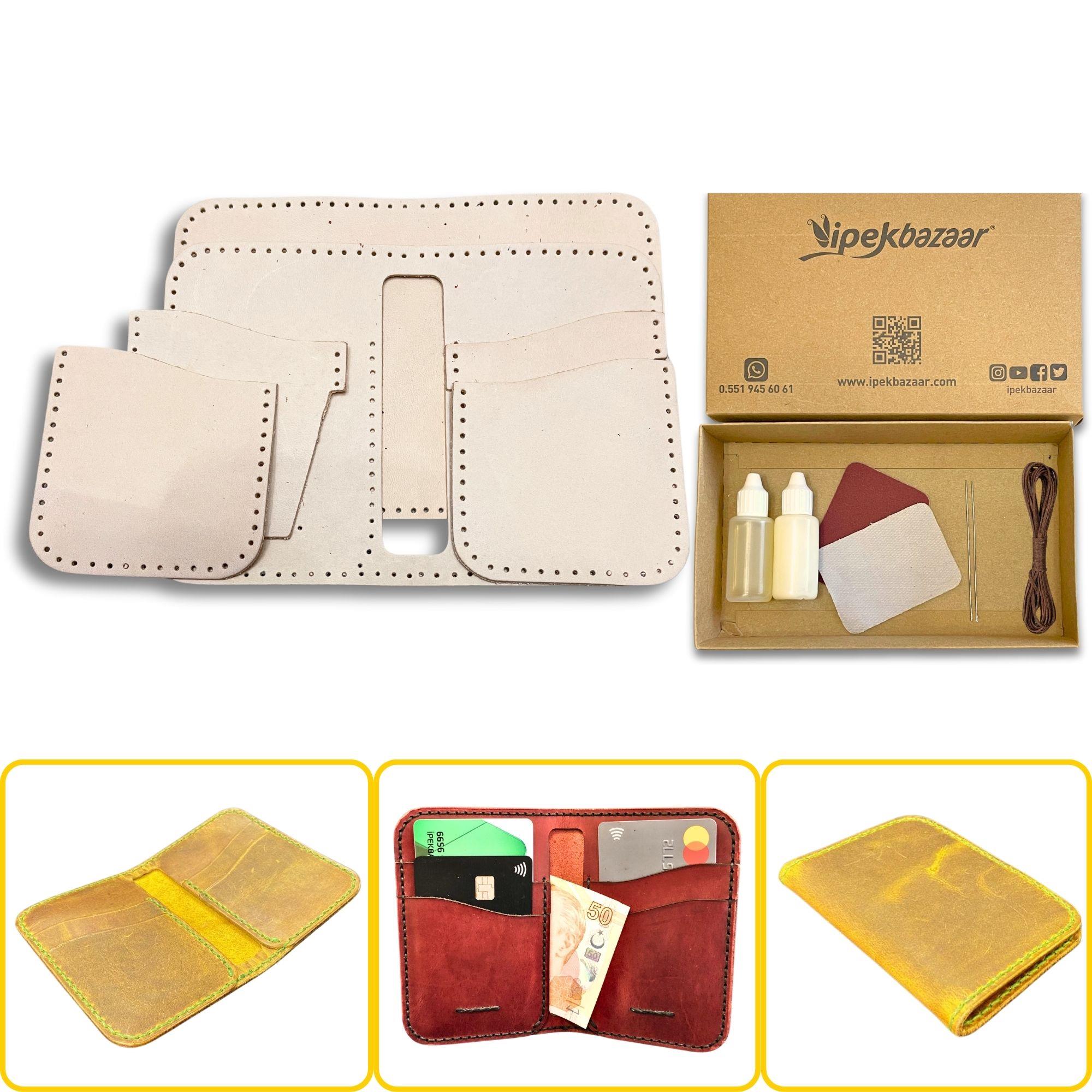 Lidya Dikey Deri Cüzdan & Kartlık Kendin Yap Seti, Diy Parça Deri Hobi Kit