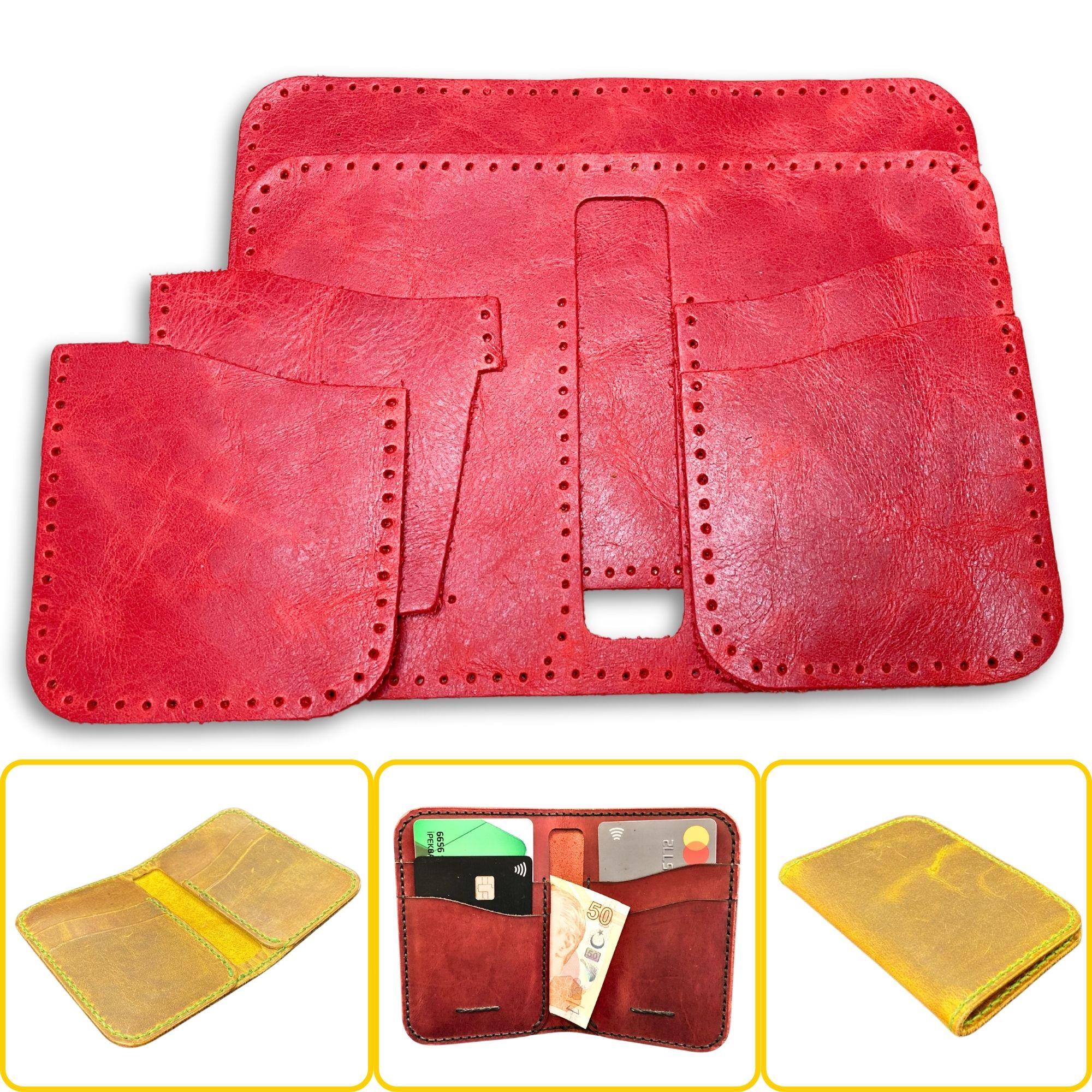 Lidya Dikey Deri Cüzdan & Kartlık Kendin Yap Seti, Diy Parça Deri Hobi Kit