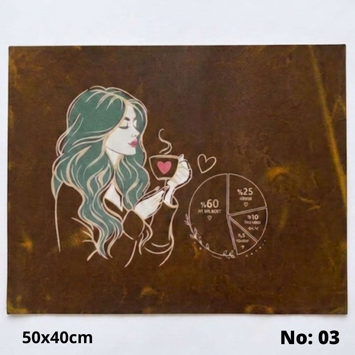 No:03 Özel Desen Baskılı Hakiki Deri Parça (50x40 cm, 1.4-1.6mm) - Hobi ve Craft Derisi