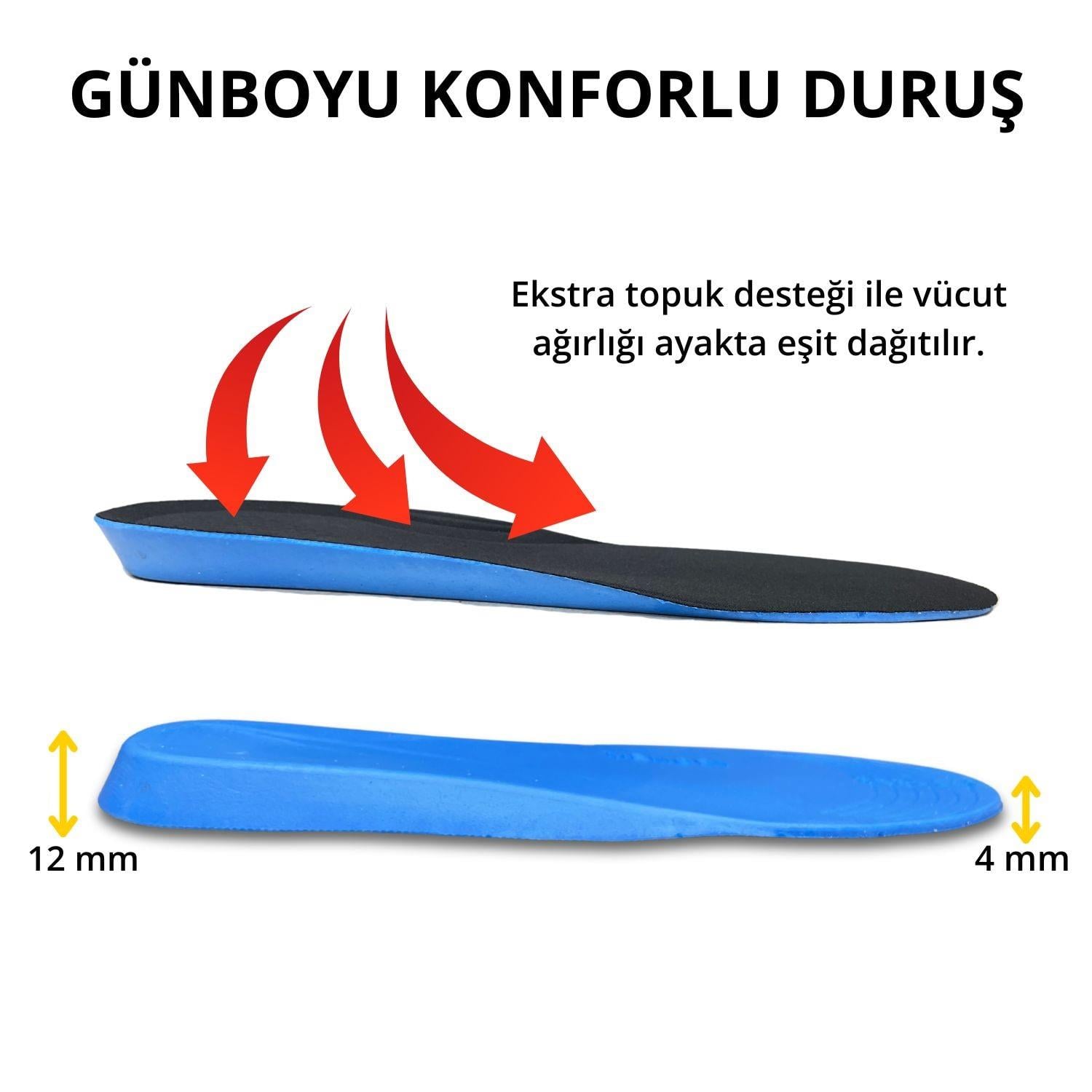 Ortopedik Memory Foam Tabanlık, Konfor & Rahat Ark Takviyeli, Şok Emici Ayakkabı Tabanı, Siyah