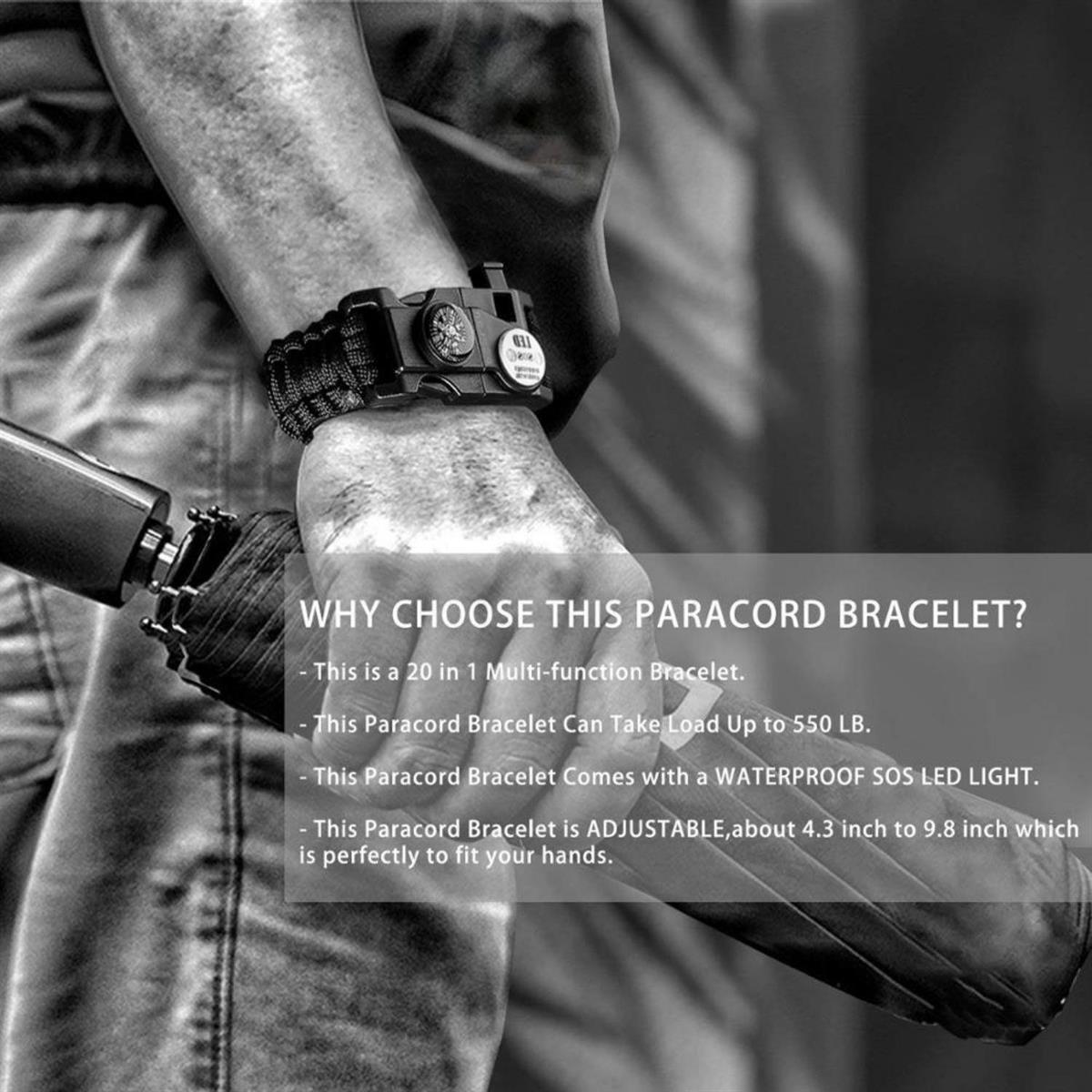 Paracord Bileklik İçin Ateş Başlatıcılı, Düdüklü, Ledli, Bıçaklı, Pusulalı Klips