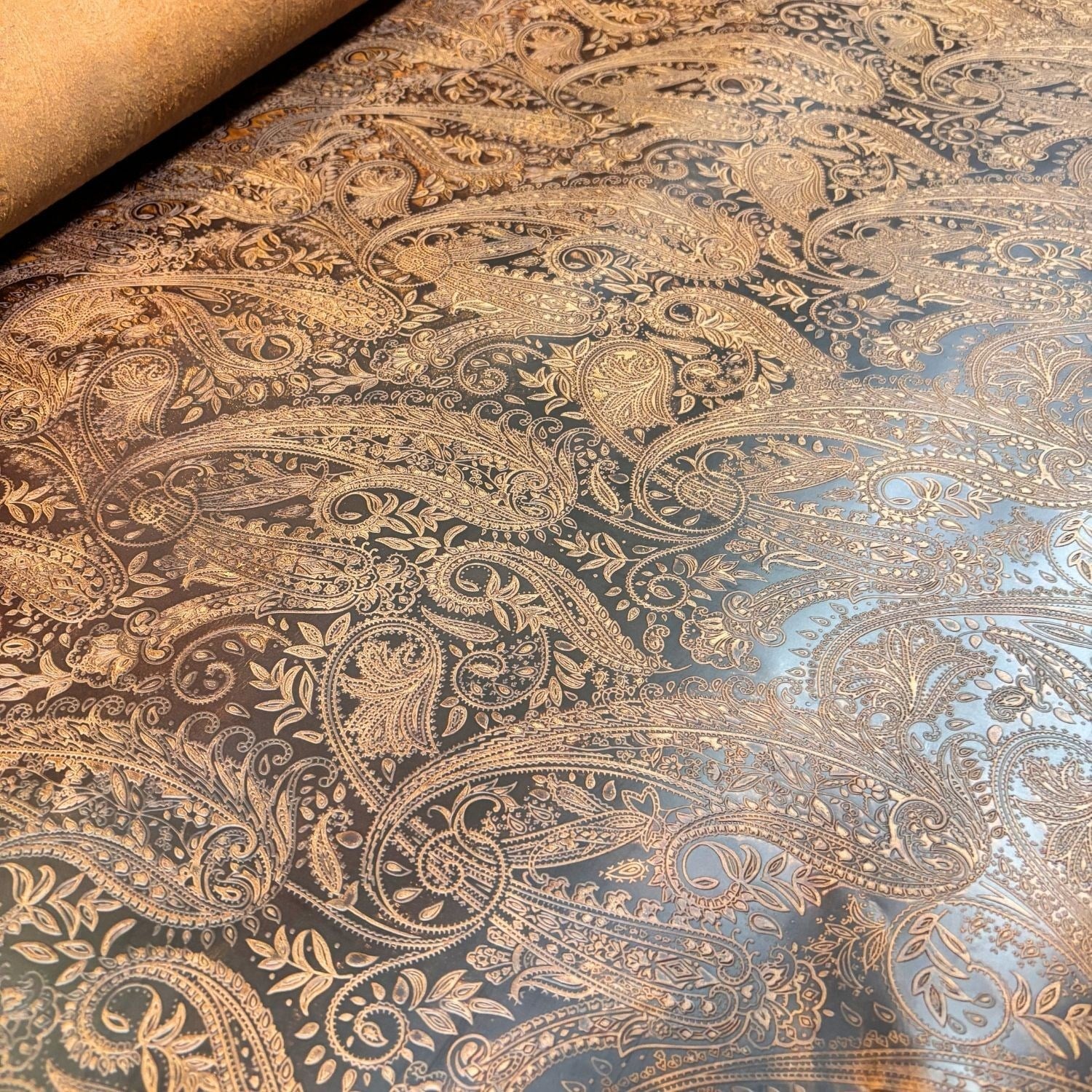 Şal Baskı Desenli Taba Crazy Deri -1.6 mm, Deri Hobi Uğraşı İçin Hakiki Parça Deri 