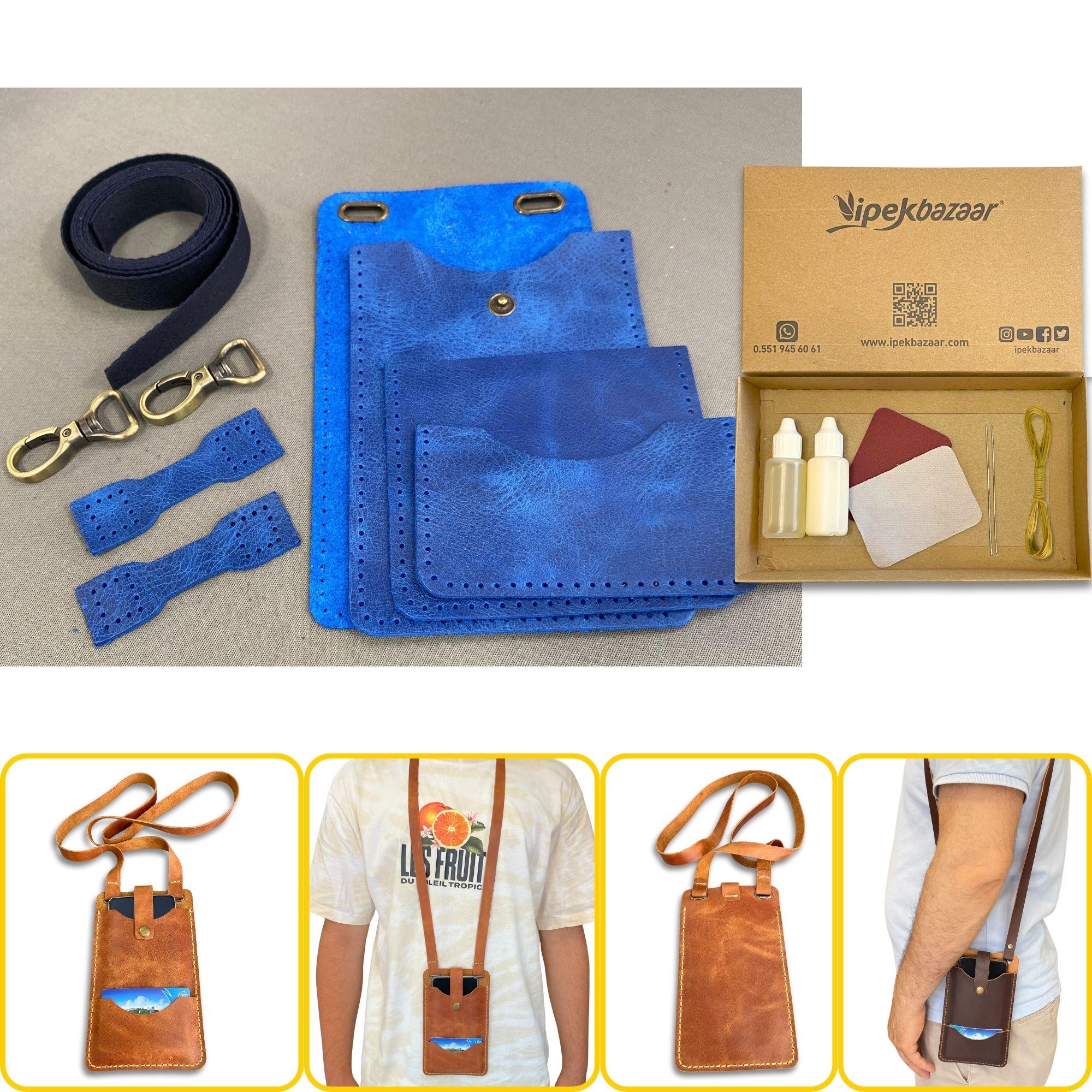 Salda Askılı Mini Çanta, Hakiki Deri Telefon Kılıflı Kartlıklı Cüzdan Tipi Çanta