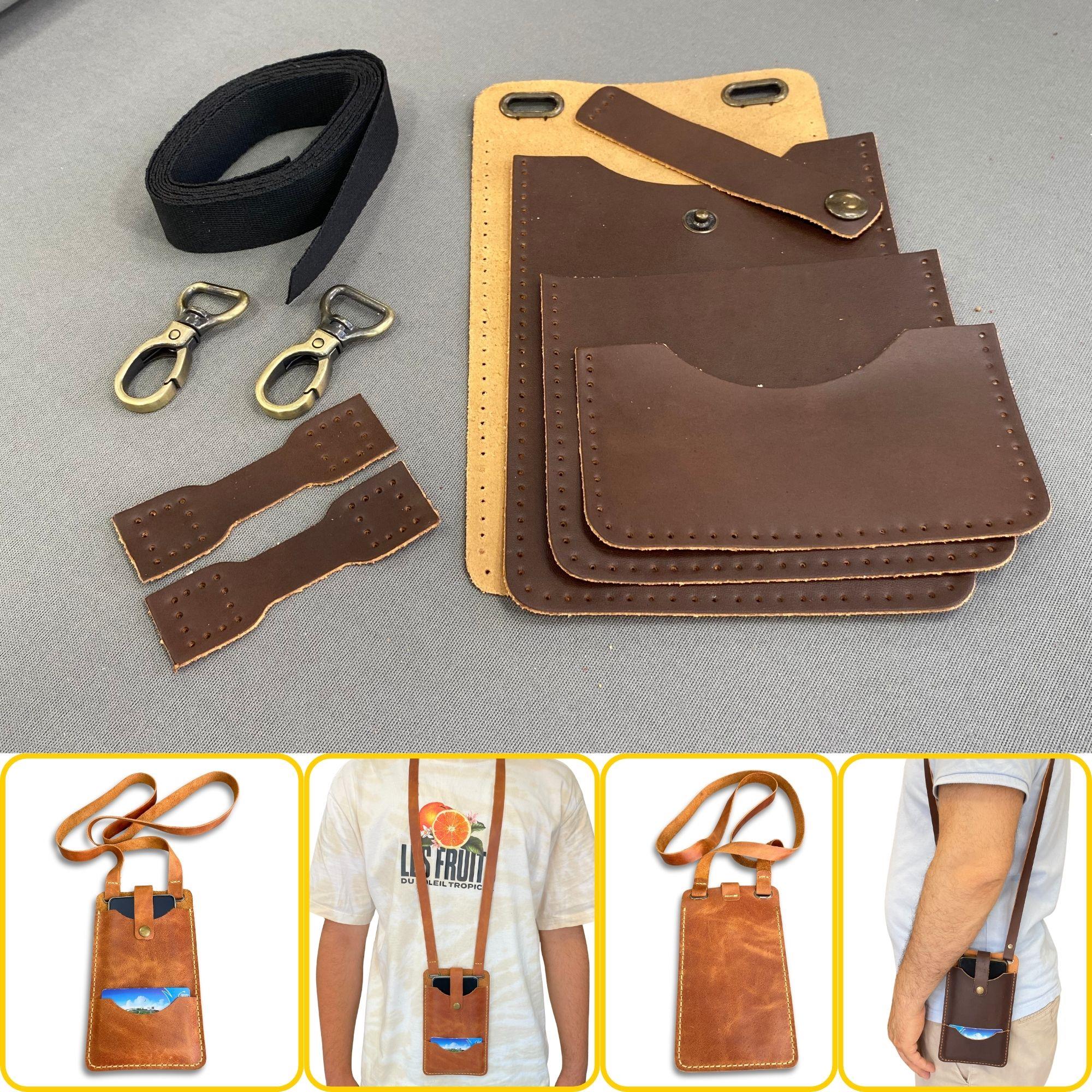 Salda Askılı Mini Çanta, Hakiki Deri Telefon Kılıflı Kartlıklı Cüzdan Tipi Çanta