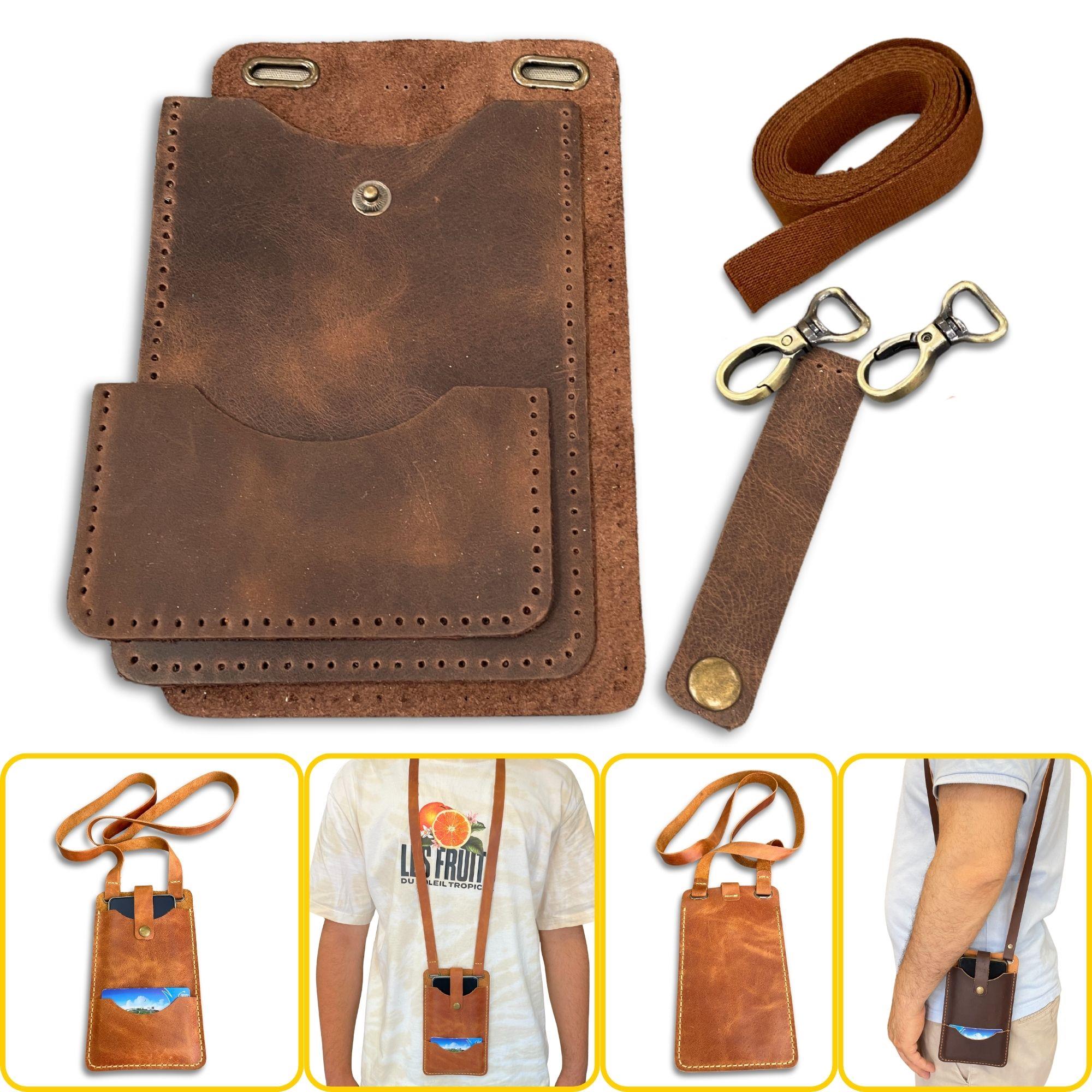 Salda Askılı Mini Çanta, Hakiki Deri Telefon Kılıflı Kartlıklı Cüzdan Tipi Çanta