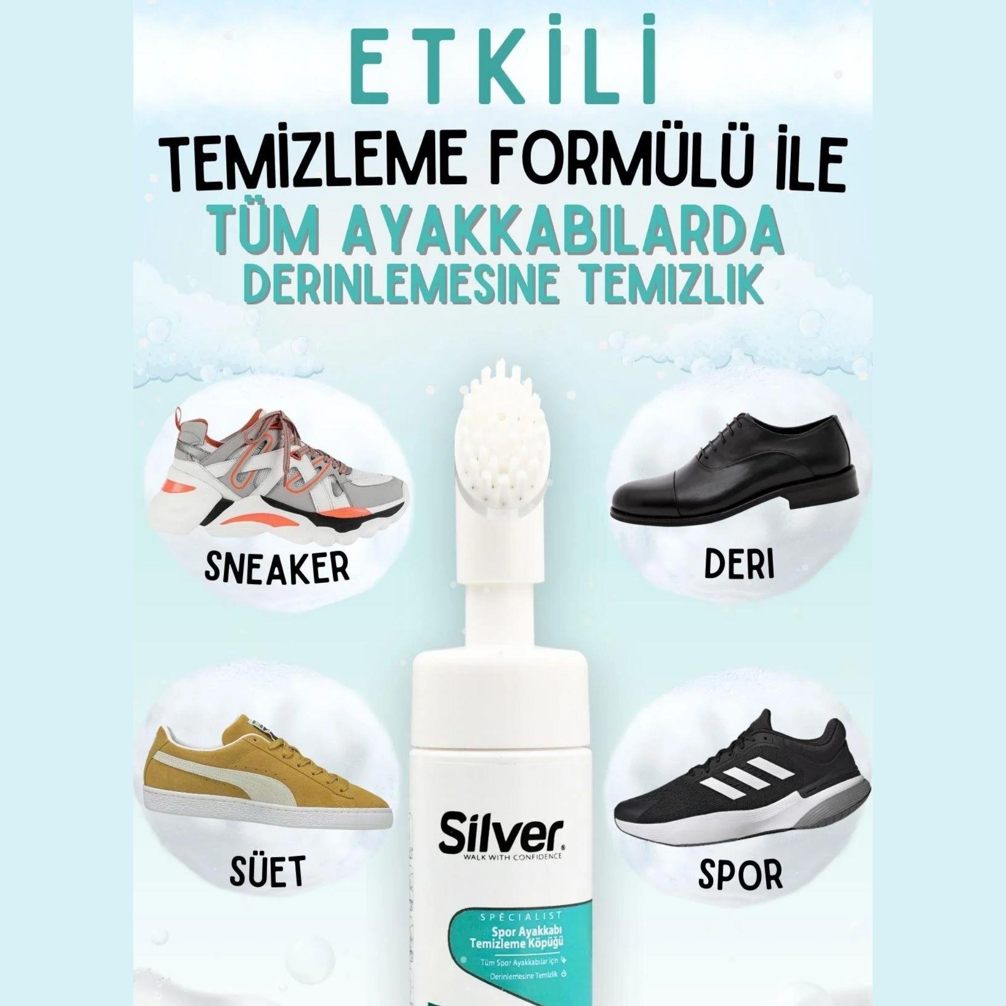 Silver Ayakkabı Bakım ve Temizleme Köpüğü, Fırça Başlıklı, 150 ml