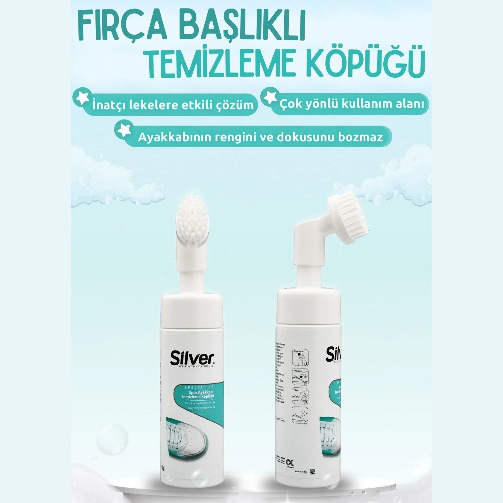 Silver Ayakkabı Bakım ve Temizleme Köpüğü, Fırça Başlıklı, 150 ml