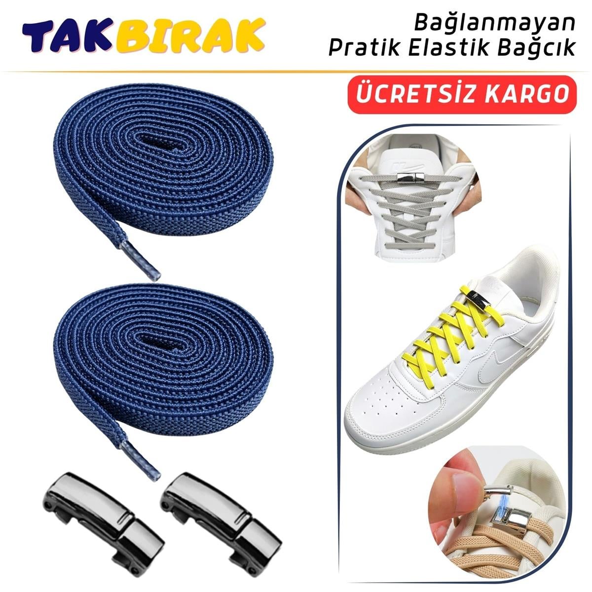Takbırak Mıknatıslı Lastikli Ayakkabı Bağcığı, Akıllı Bağcık, Bot, Çocuk, Spor Converse Nike Bağcık
