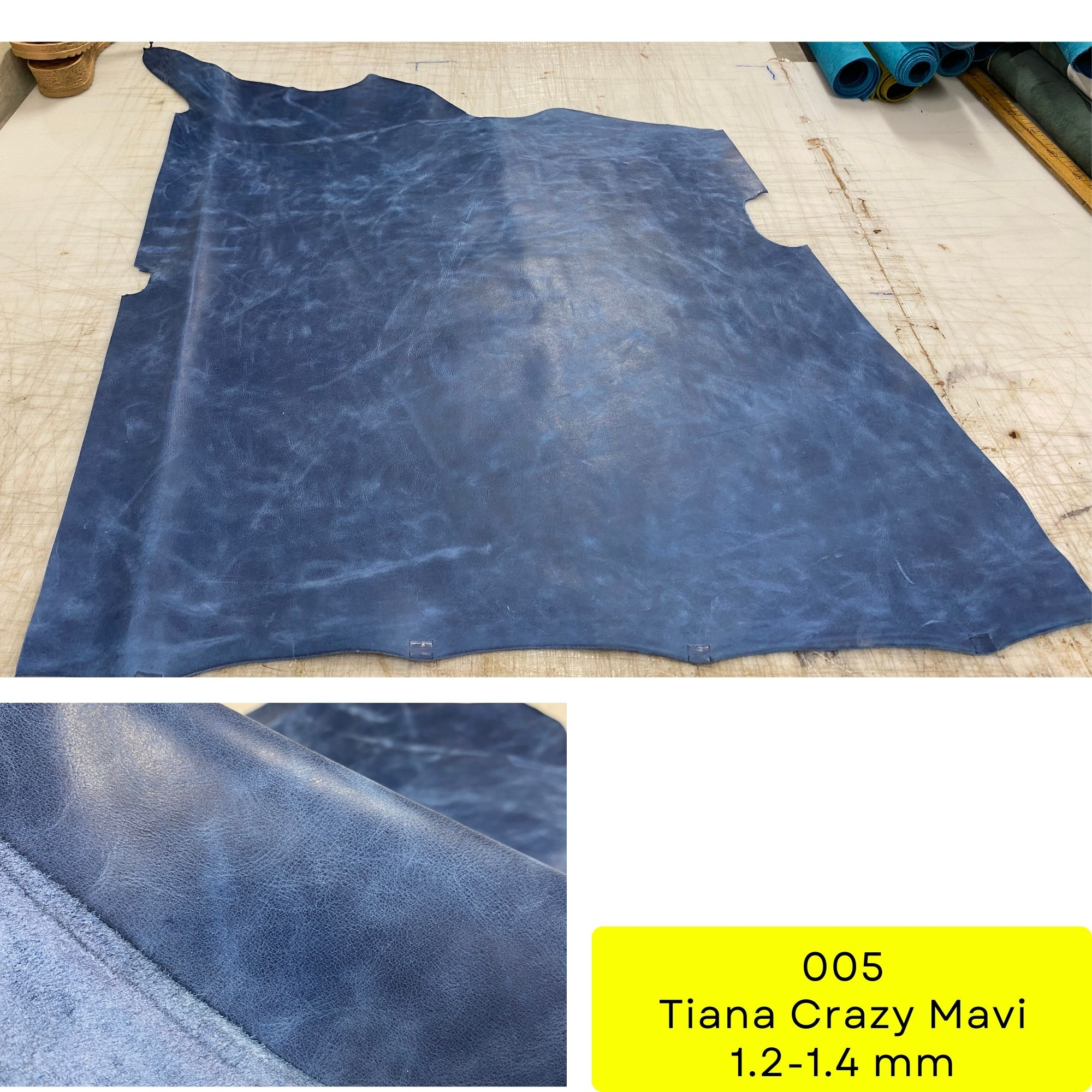 Tiana Crazy Mavi Parça Deri No: 05 Deri Hobi İçin Hakiki Deri