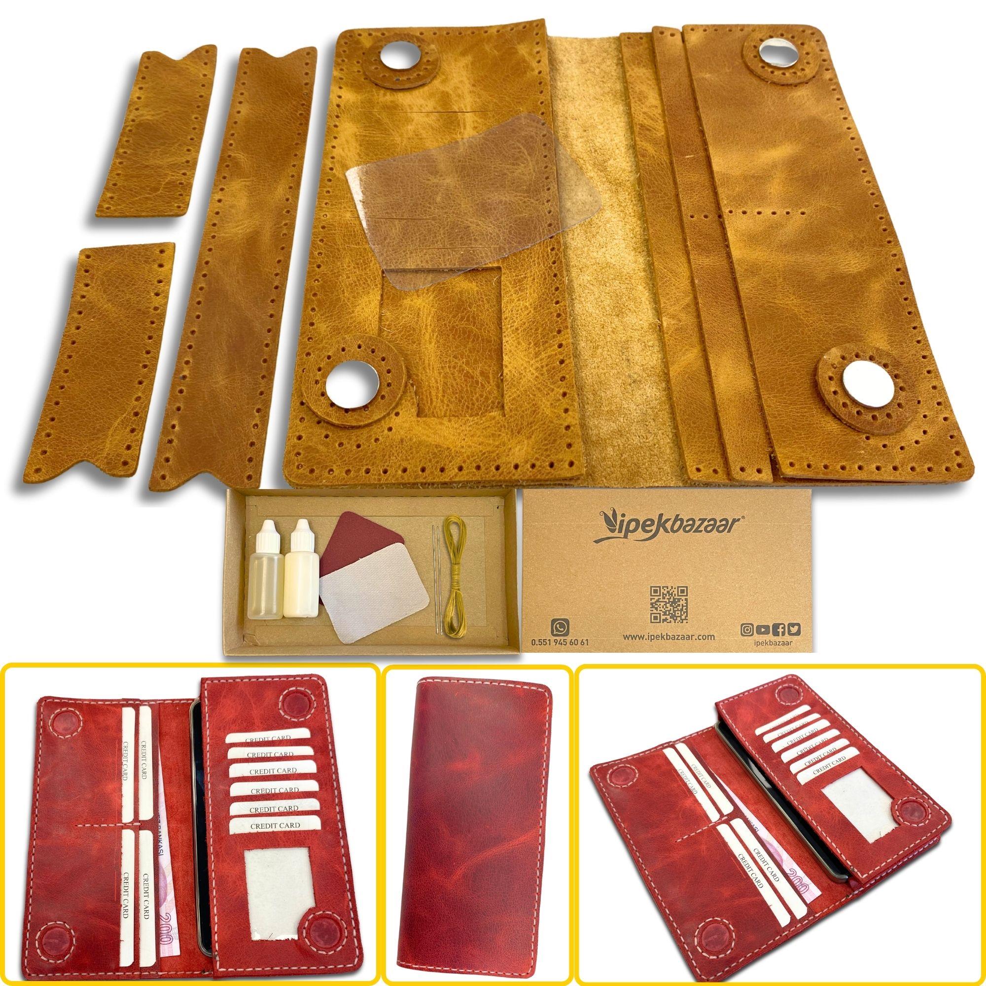 TRUVA Büyük Hakiki Deri Cüzdan Kendin Yap Deri Seti