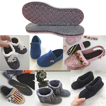 12 Çift Siyah Keçe KaydırmazDelkli Hobi Örgü Panduf Patik Tabanı