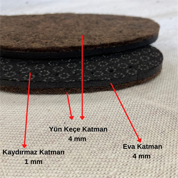 12 Çift Kahve Keçe KaydırmazDelkli Hobi Örgü Panduf Patik Tabanı