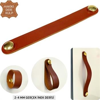 2 Adet Hakiki Deri Çekmece Dolap Kulpu