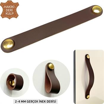 2 Adet Hakiki Deri Çekmece Dolap Kulpu