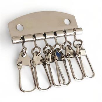 6 Kancalı Metal Anahtarlık Tokası, Diy Kendin Yap Anahtarlık Aksesuarı, Nikel, 1 Adet