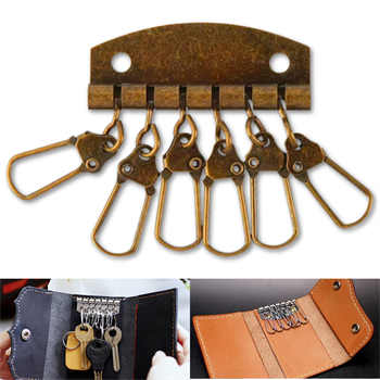 6 Kancalı Metal Anahtarlık Tokası, Diy Kendin Yap Anahtarlık Aksesuarı, Antik, 1 Adet