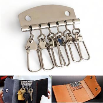 6 Kancalı Metal Anahtarlık Tokası, Diy Kendin Yap Anahtarlık Aksesuarı, Nikel, 1 Adet
