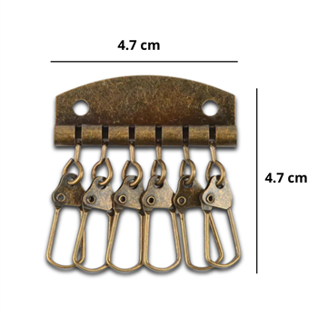 6 Kancalı Metal Anahtarlık Tokası, Diy Kendin Yap Anahtarlık Aksesuarı, Antik, 1 Adet